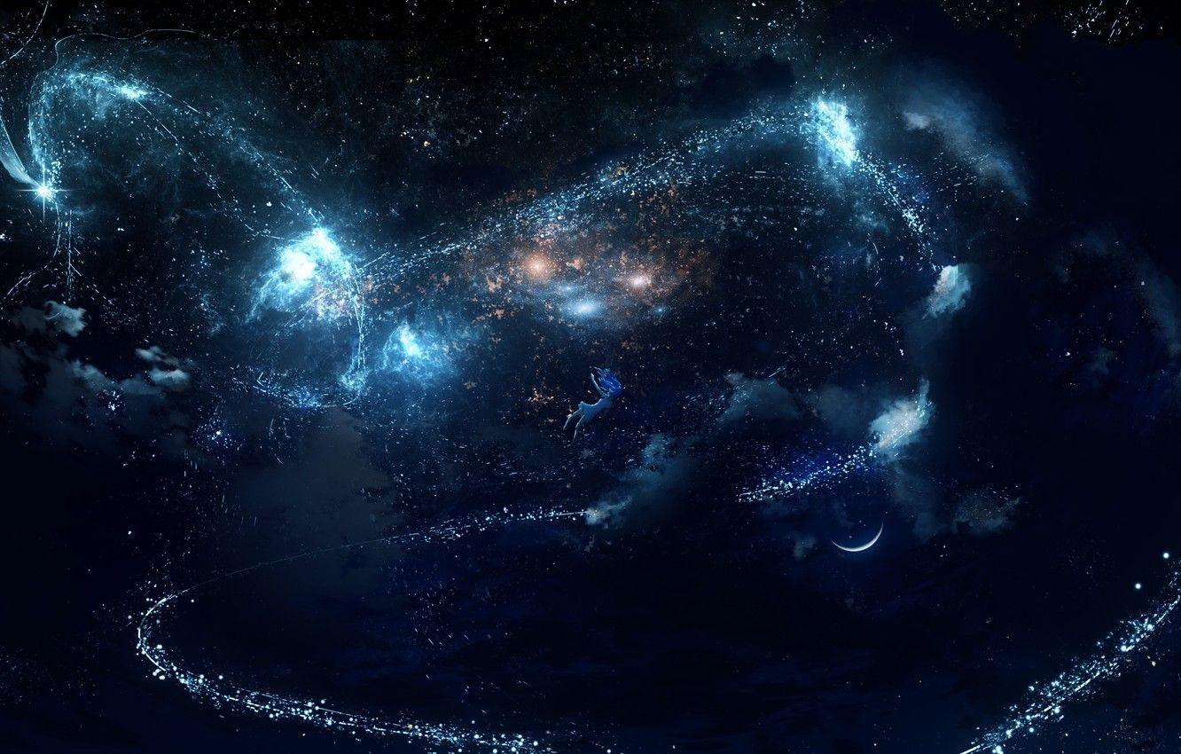 1332x850 Wallpaper girl, space, fiction, glow, Y_Y image for desktop
