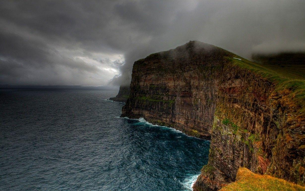 1230x768 nature landscape clouds storm cliff sea coast faroe