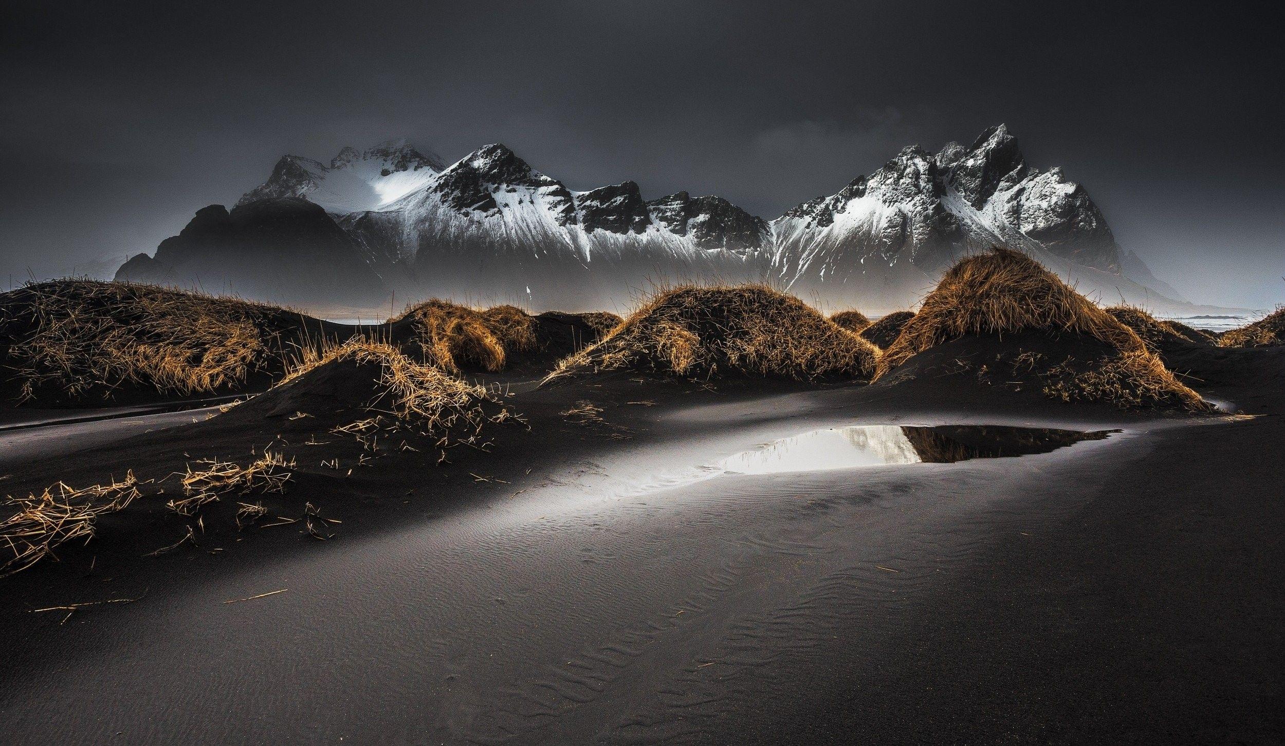 2500x1452 nature landscape iceland mountains snowy peak hills