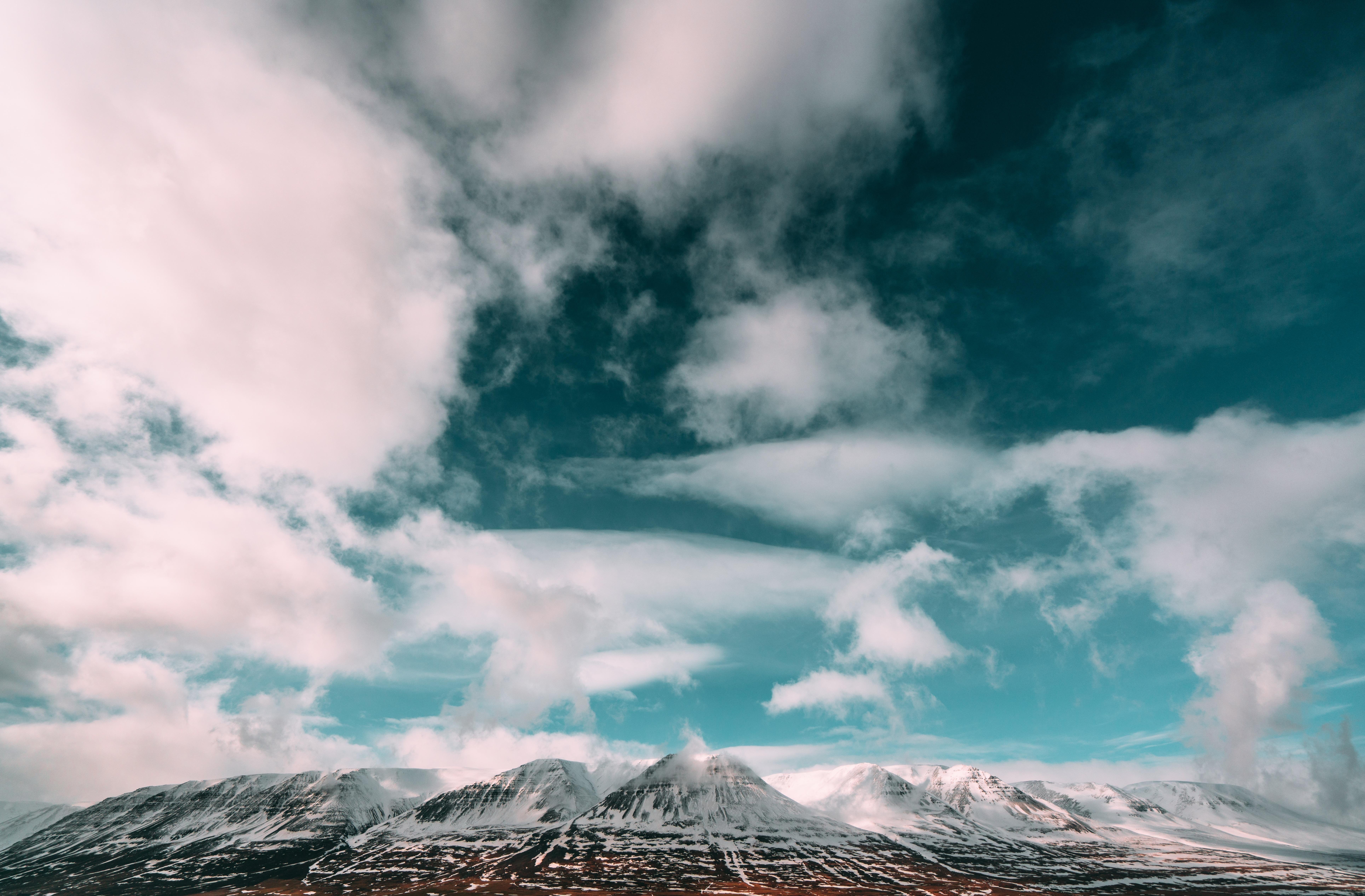 7715x5064 wallpaper mountains, clouds, sky, iceland HD : Widescreen