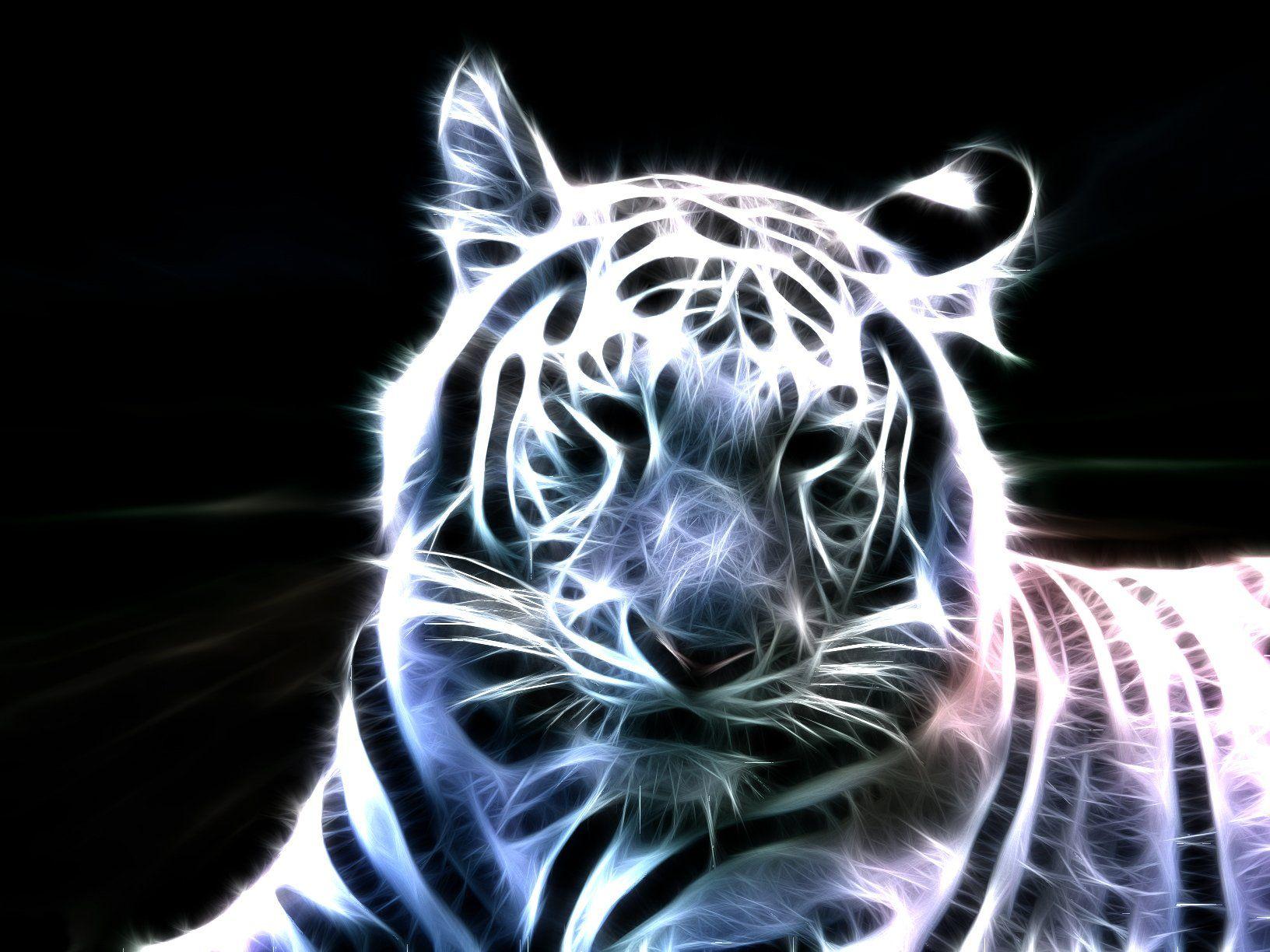 1632x1224 Neon White Tiger Phone Tablet Wallpaper • GamePhD