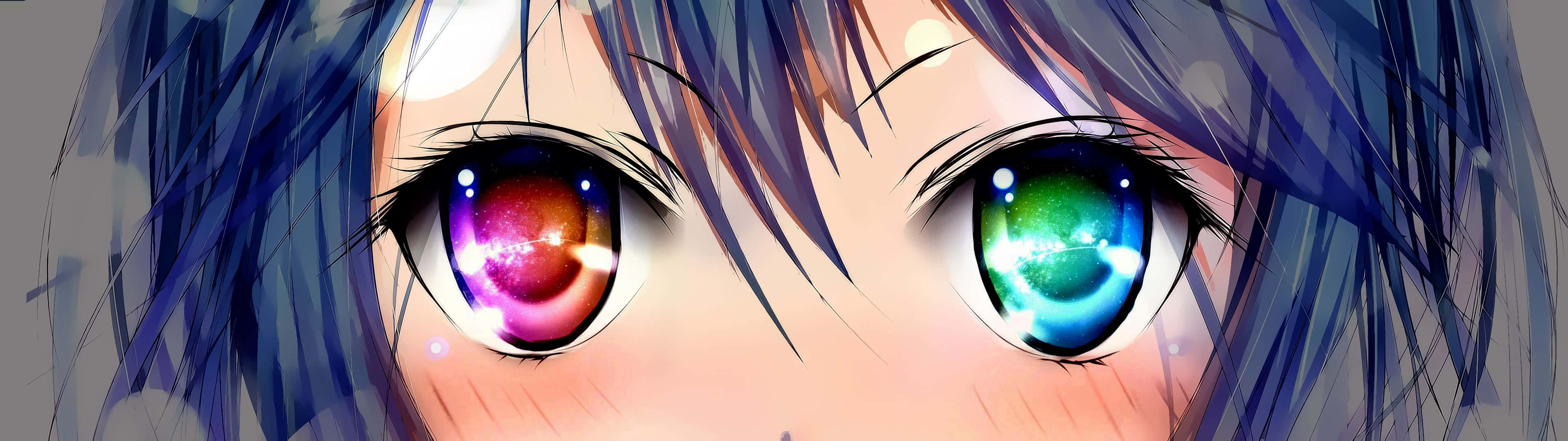 3840x1080 Green Eye Anime HD Wallpaper