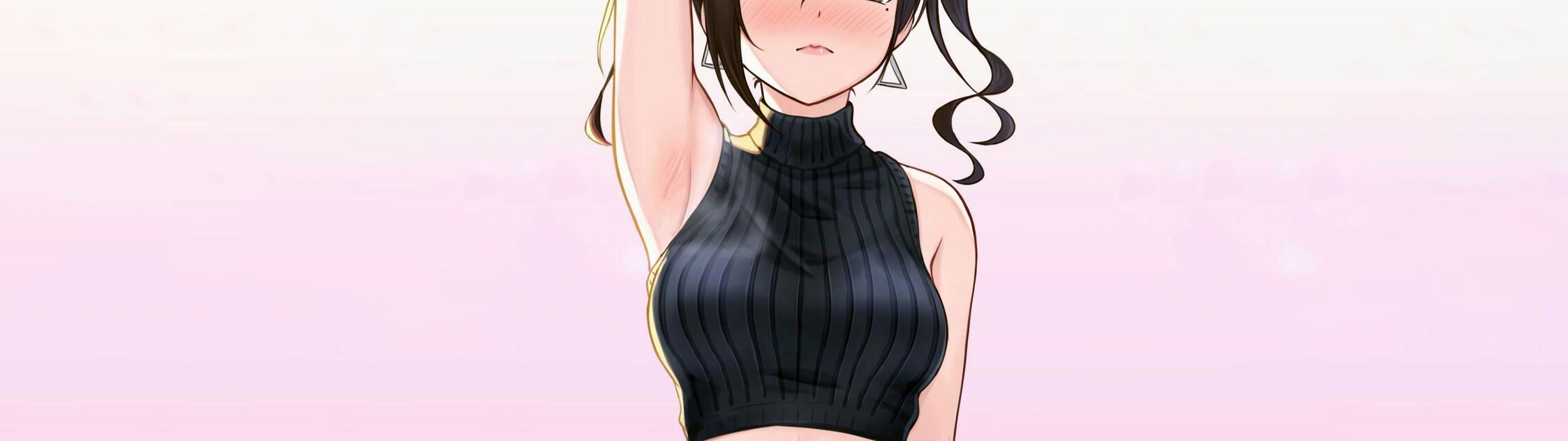 3840x1080 brown hair, anime, beautiful