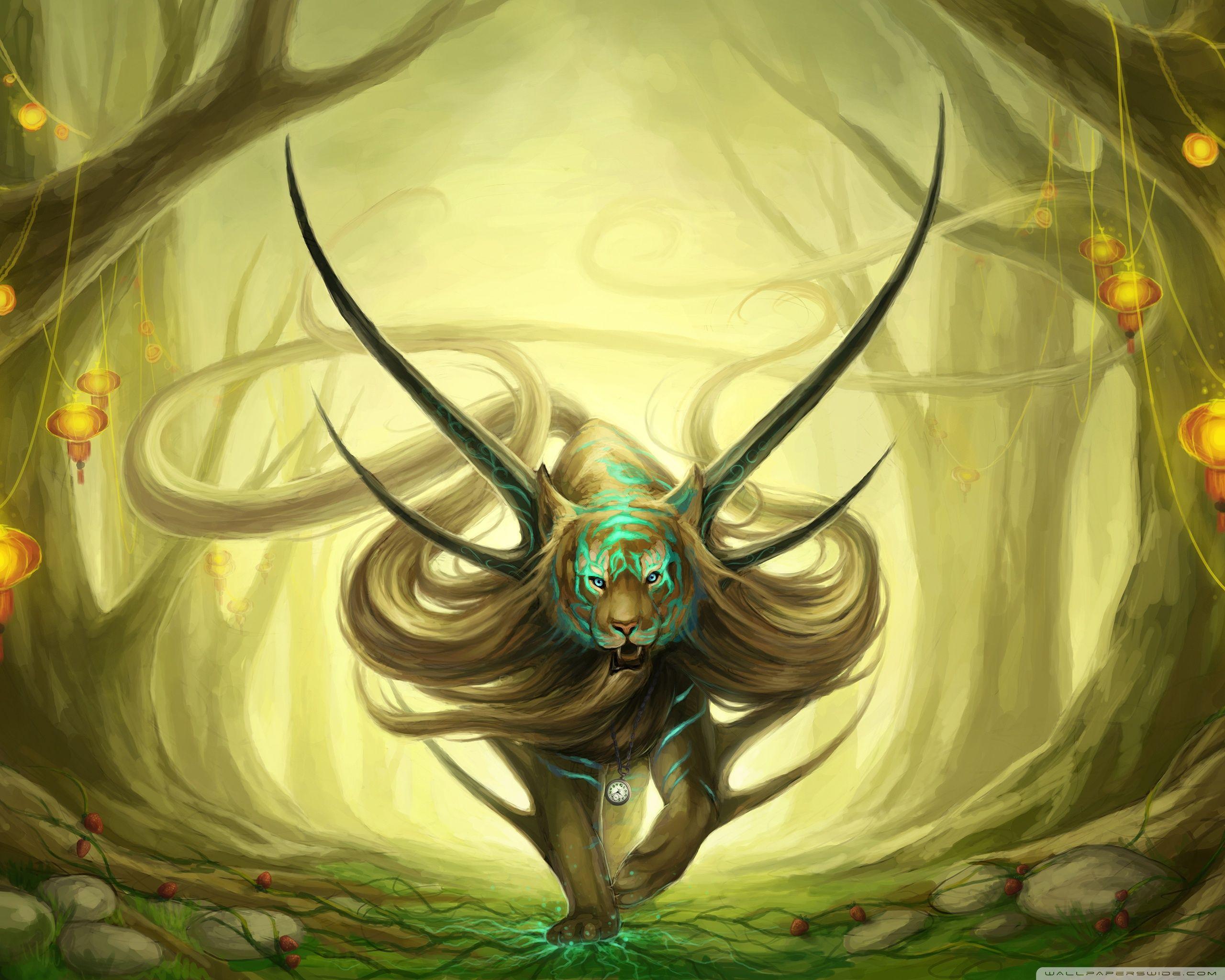 2560x2048 Fantasy Tiger Art iPad Air Wallpaper Free Download
