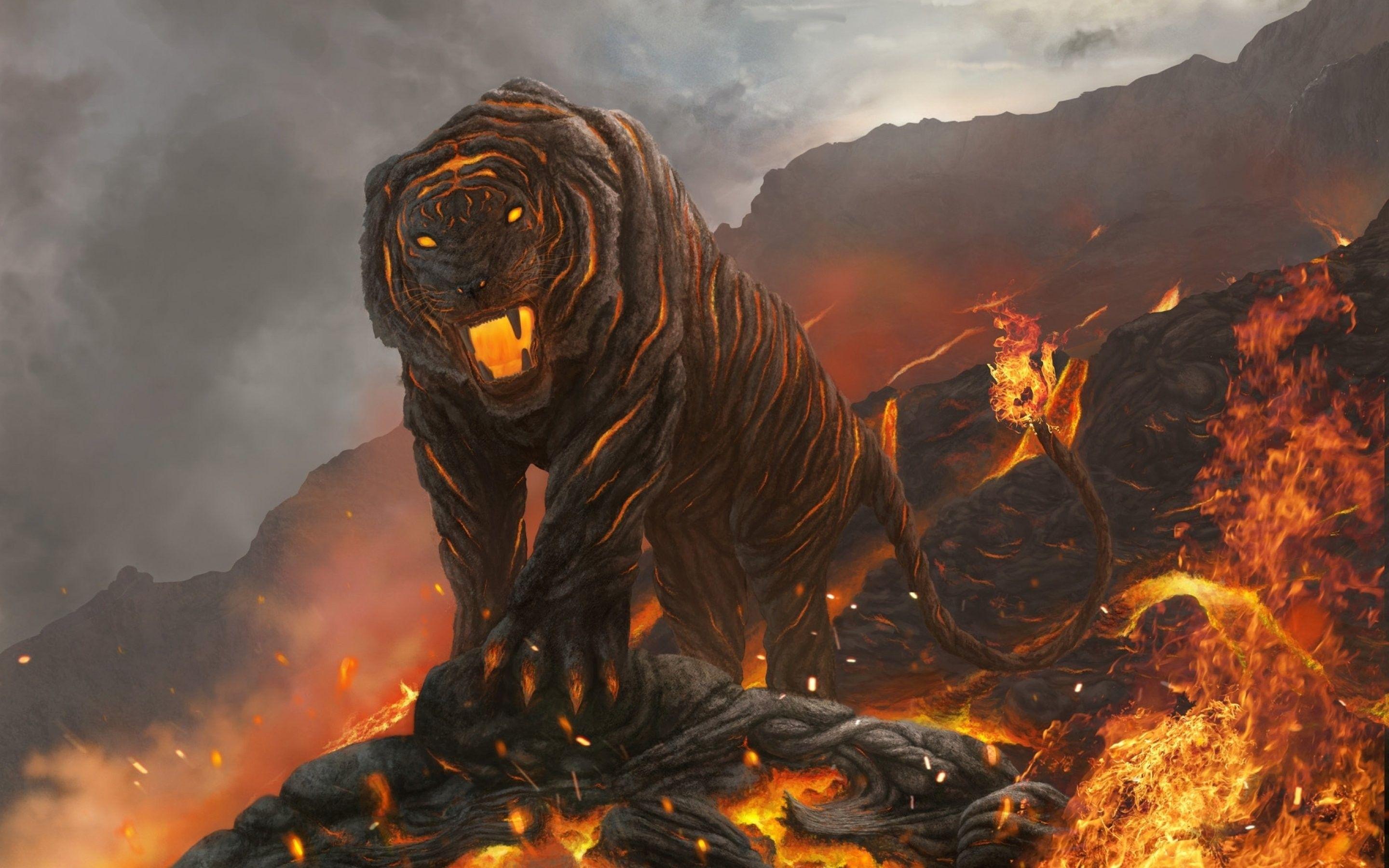 2880x1800 Predator, Art, HD Vector Image, Animal, Tiger, Widescreen Full HD