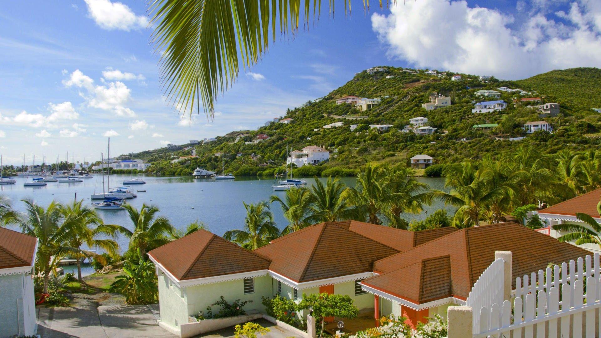1920x1080 Houses: Lovely Caribbean Harbor World Saints Religion Bay Fresh New