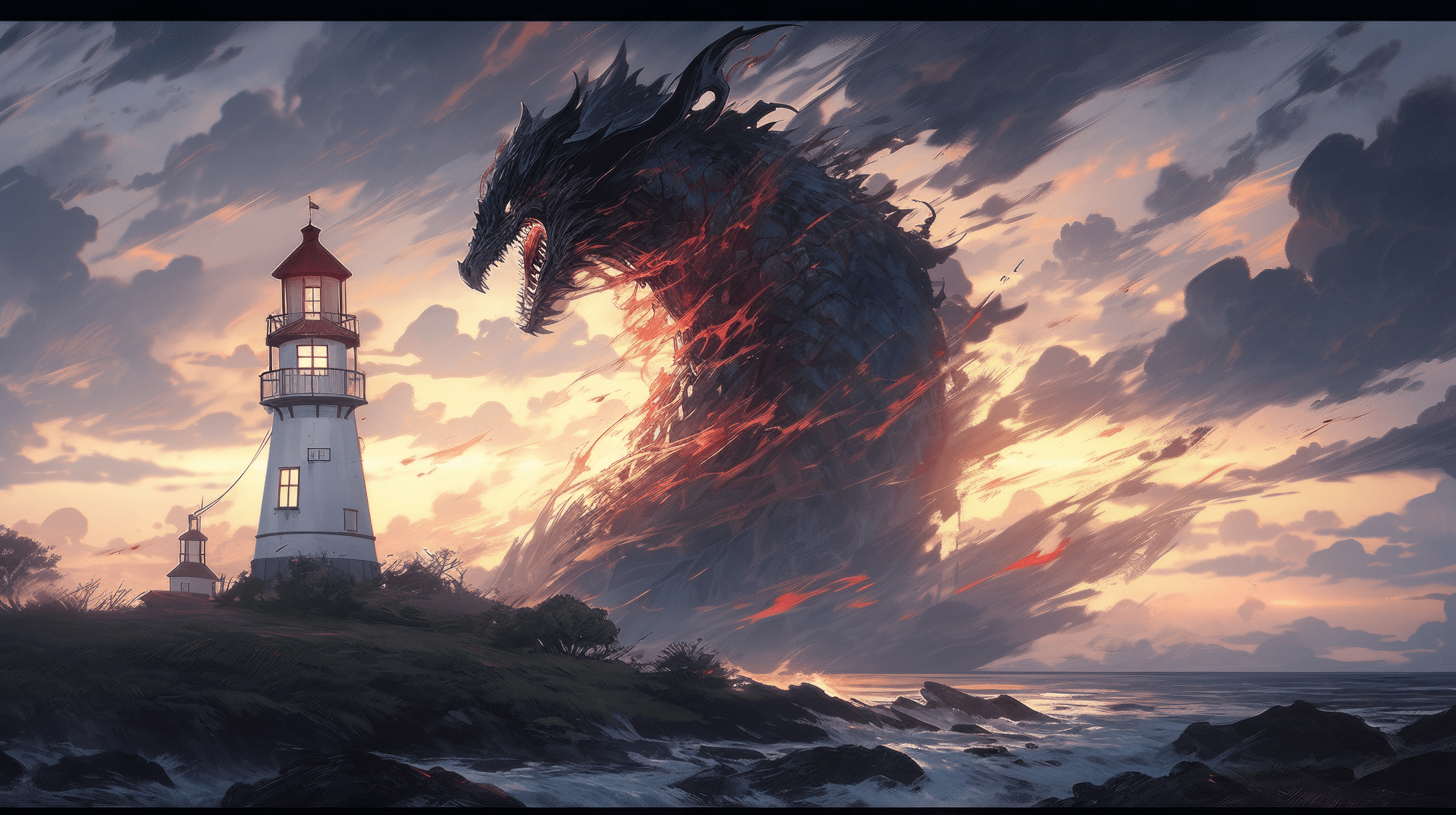 2184x1224 Majestic Monster Lighthouse Encounter