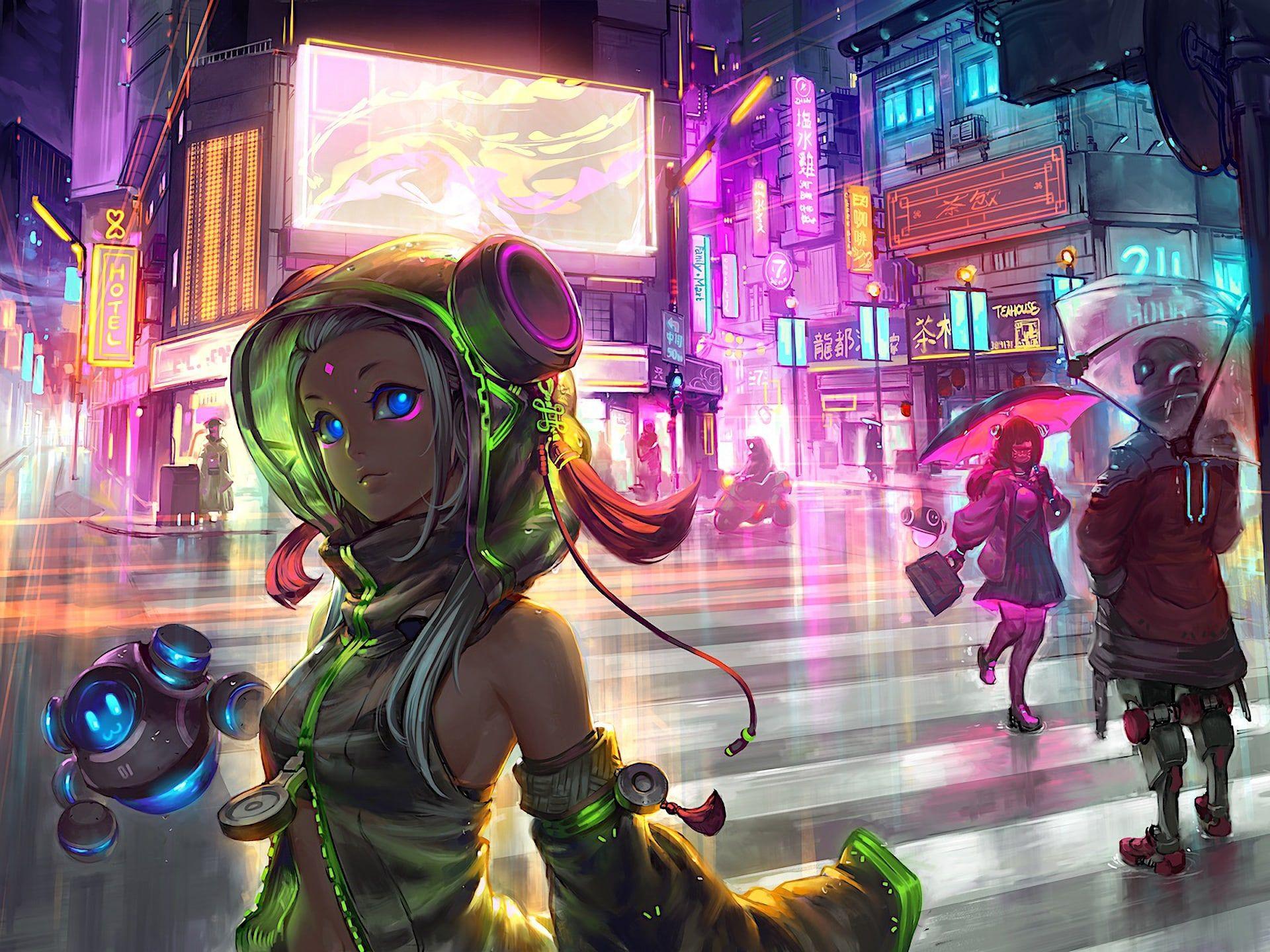 Cyberpunk Anime Girl Animated by Anime Diary - Free download on ToneDen