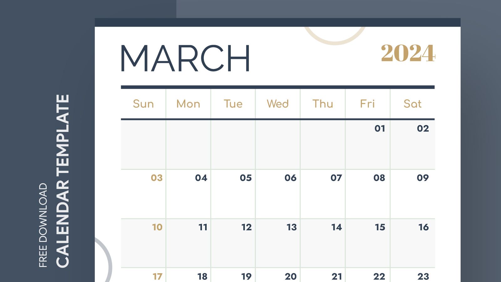 1600x900 March 2024 Calendar Free Google Docs