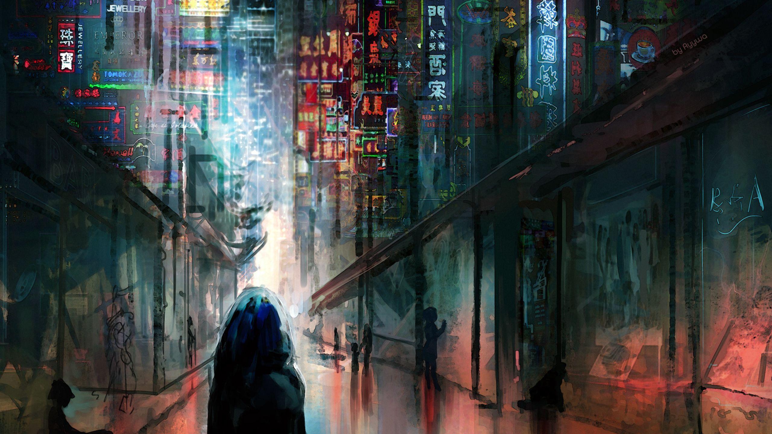 Cyberpunk Anime Girl Katana Sci-Fi 4K Wallpaper #6.1627