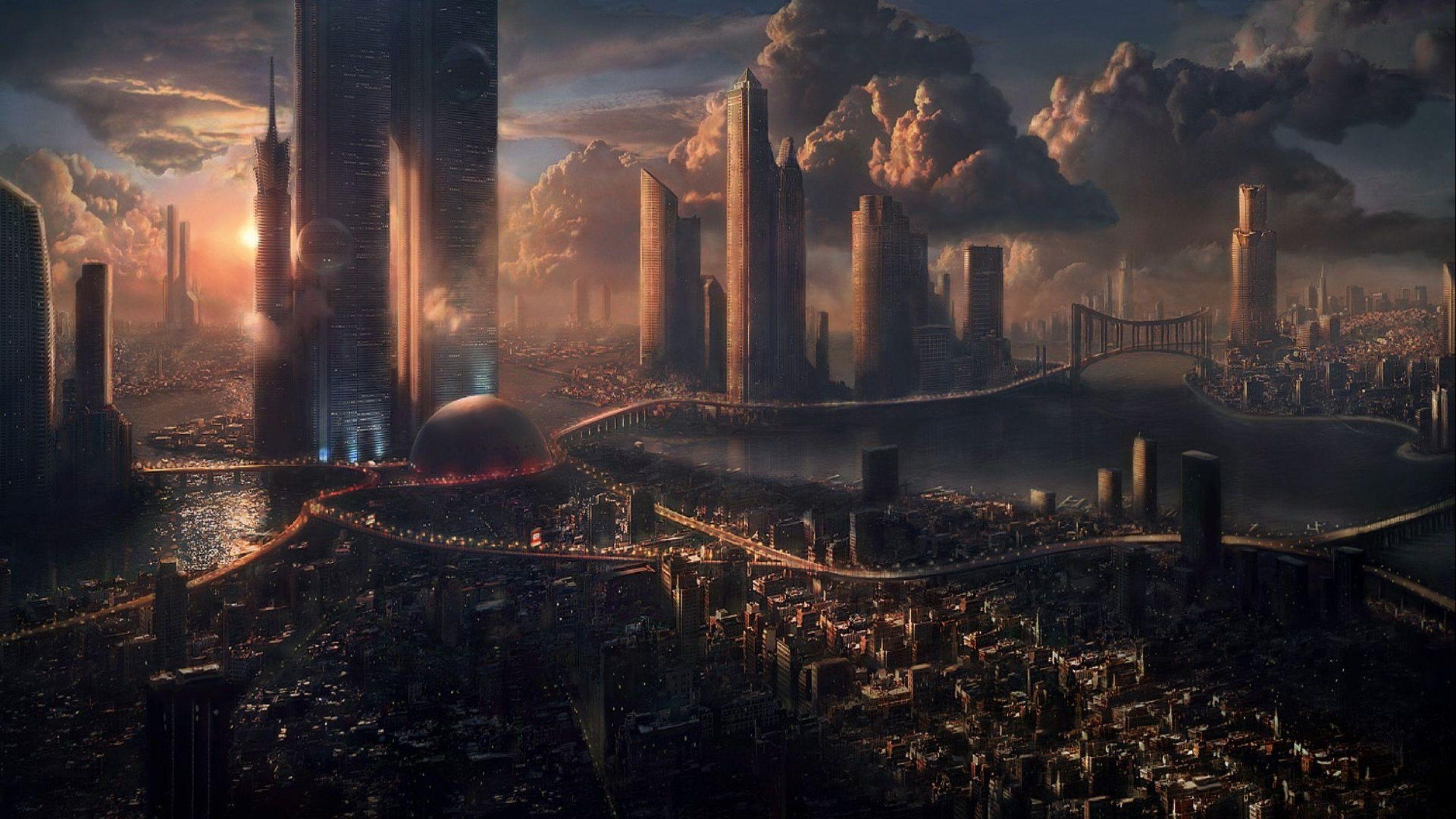 2880x1620 Scifi Futuristic Cityscape Art Wallpaper and Free