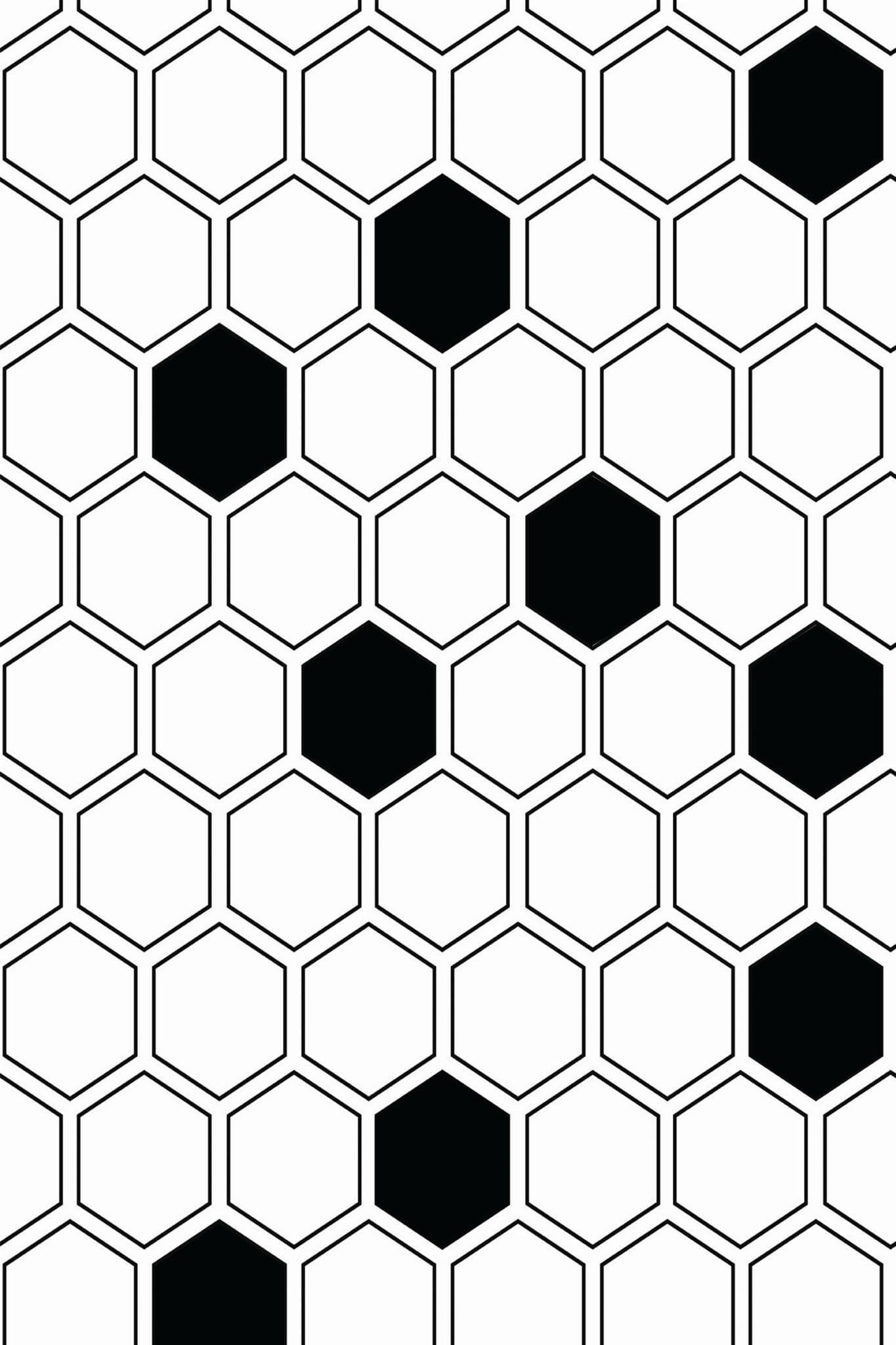 1365x2048 Black And White Hexagon Geometric Peel And Stick Wallpaper Sample′′x19′′, PVC Free