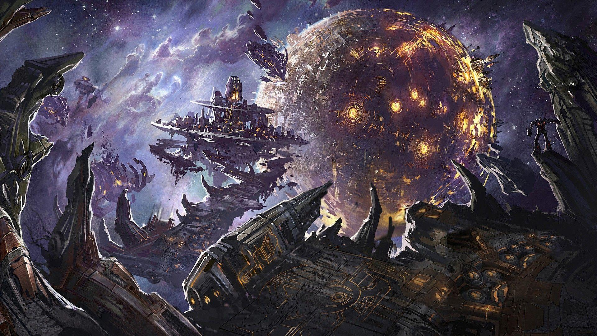 1920x1080 artwork, Fantasy Art, Digital Art, Spaceship, Futuristic