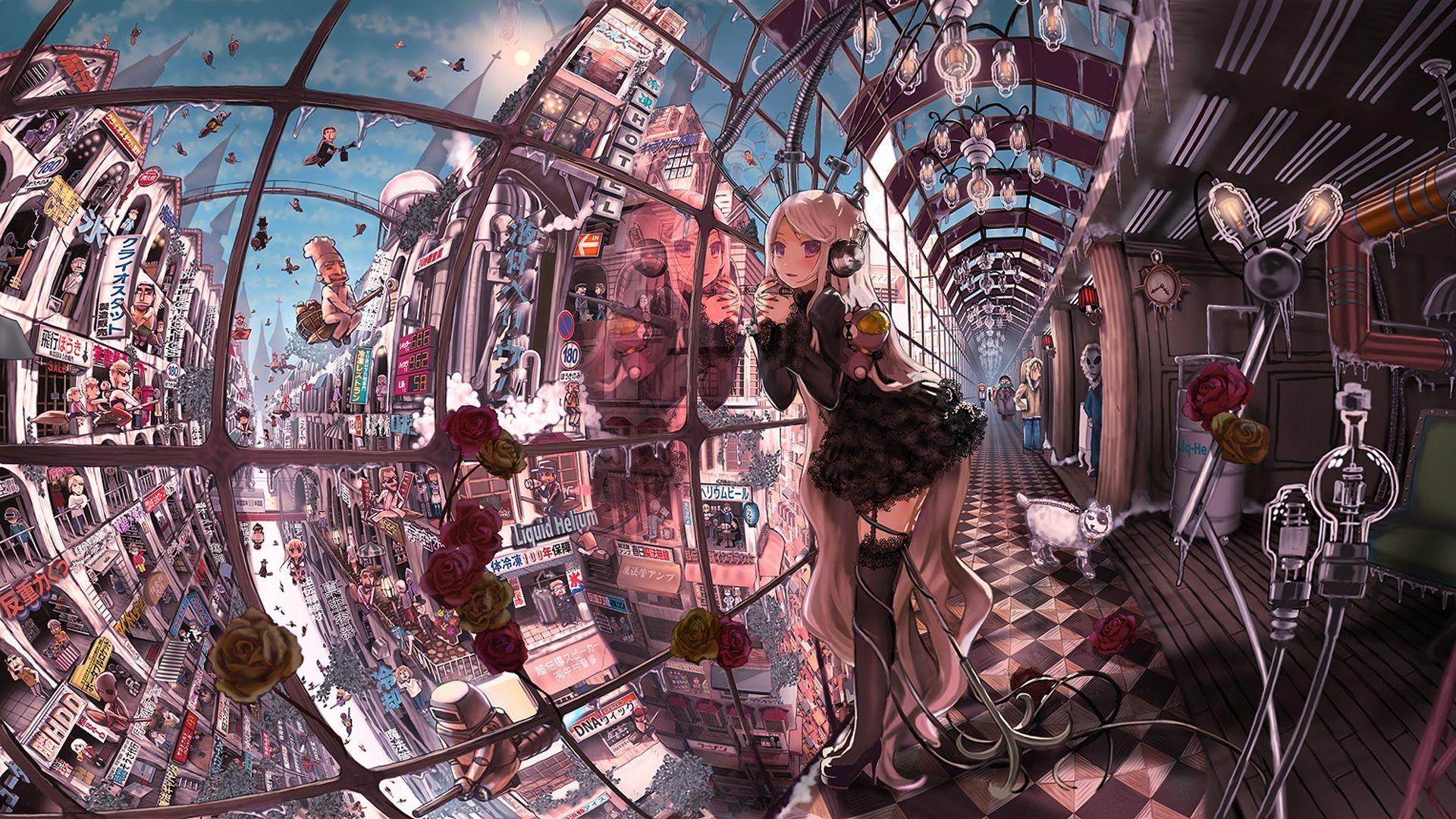 1920x1080 Anime City Wallpaper