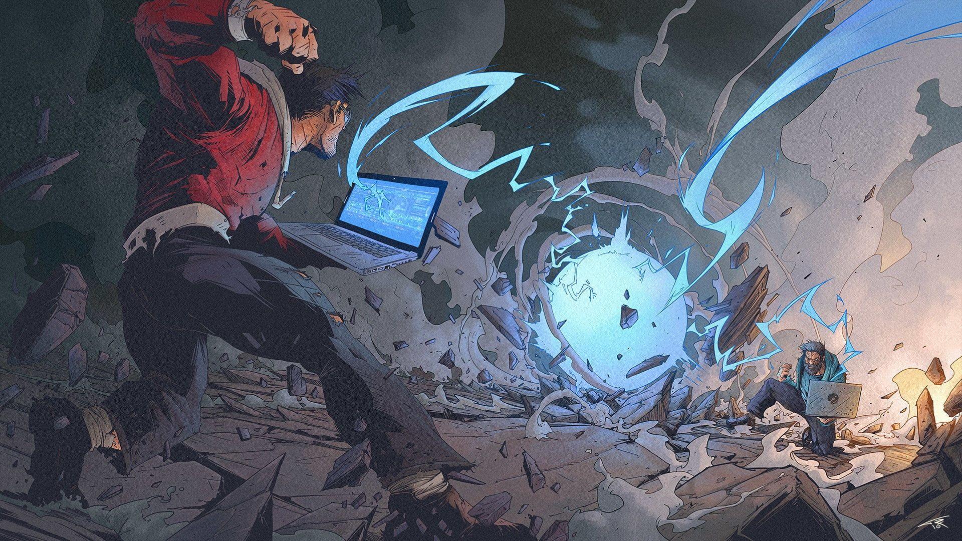 1920x1080 Anime character 3D wallpaper, futuristic, video games