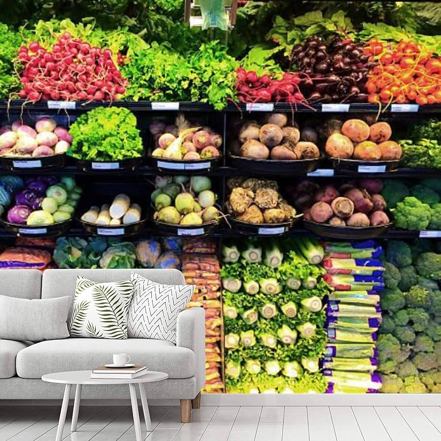 894x894 Stick Wallpaper Grocery Produce Display