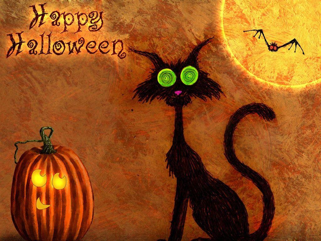 1024x768 Cute Halloween Cat Gif