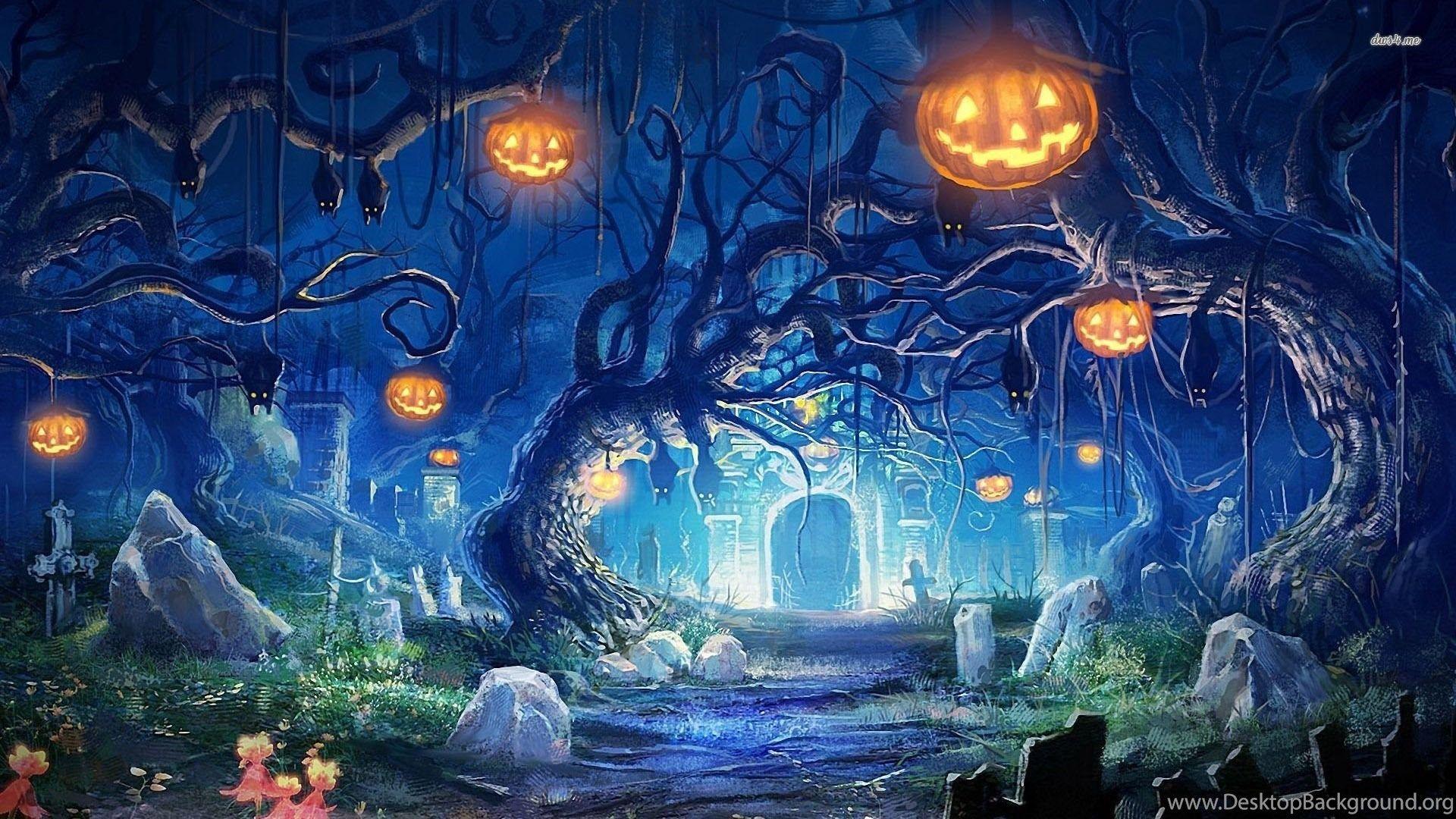 halloween scenery with water