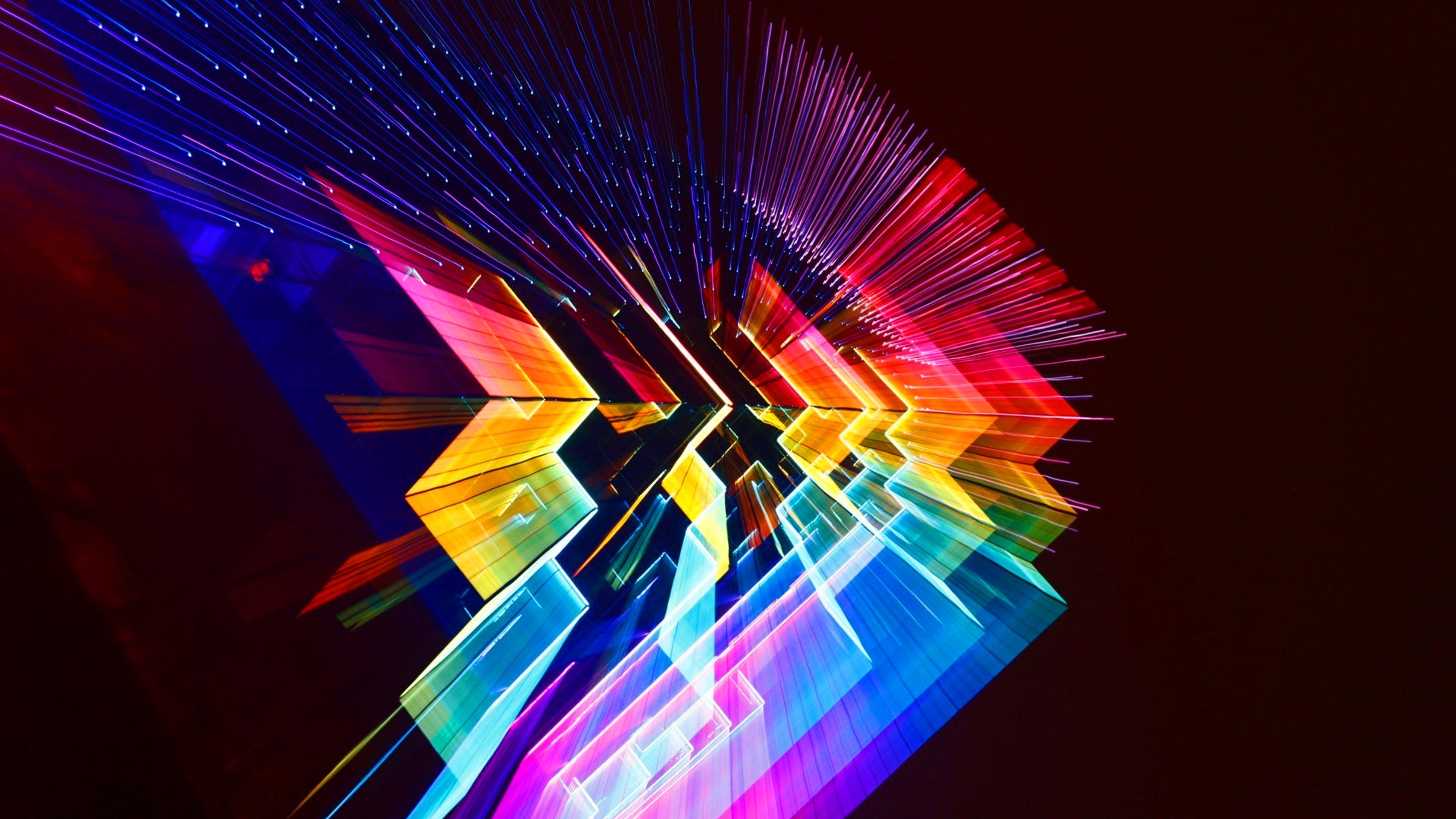 3840x2160 Download wallpaper 4k, rainbow, lines, creative, digital