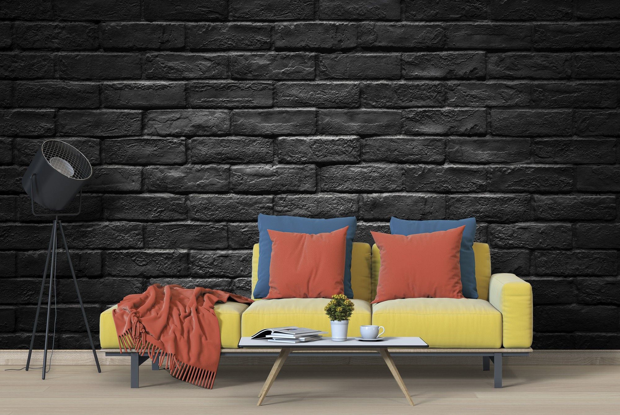 2000x1340 Dark Black Brick Stone Wall Texture