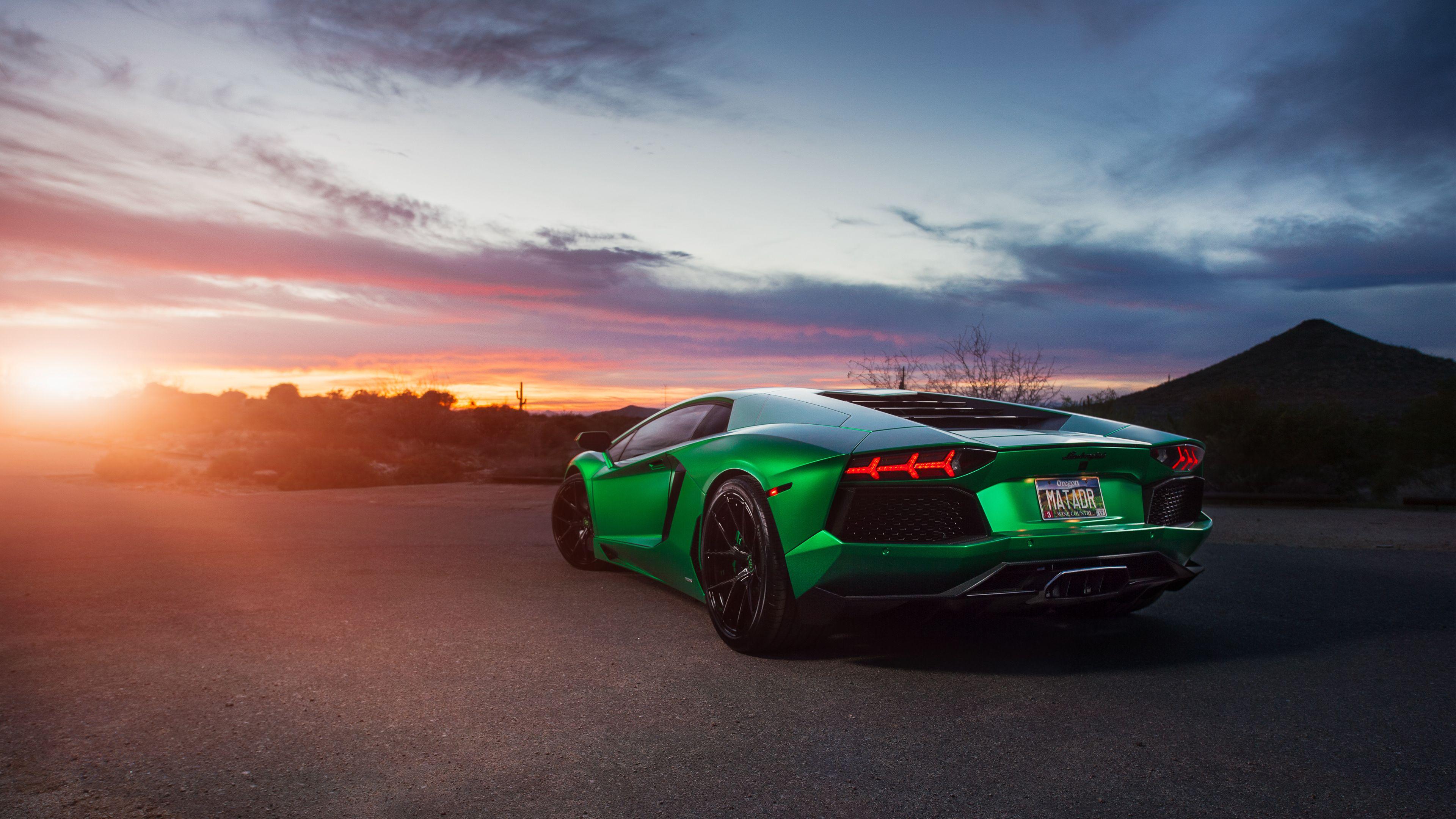 3840x2160 Hình nền Lamborghini Aventador Green 4K.  Hình nền xe hơi HD