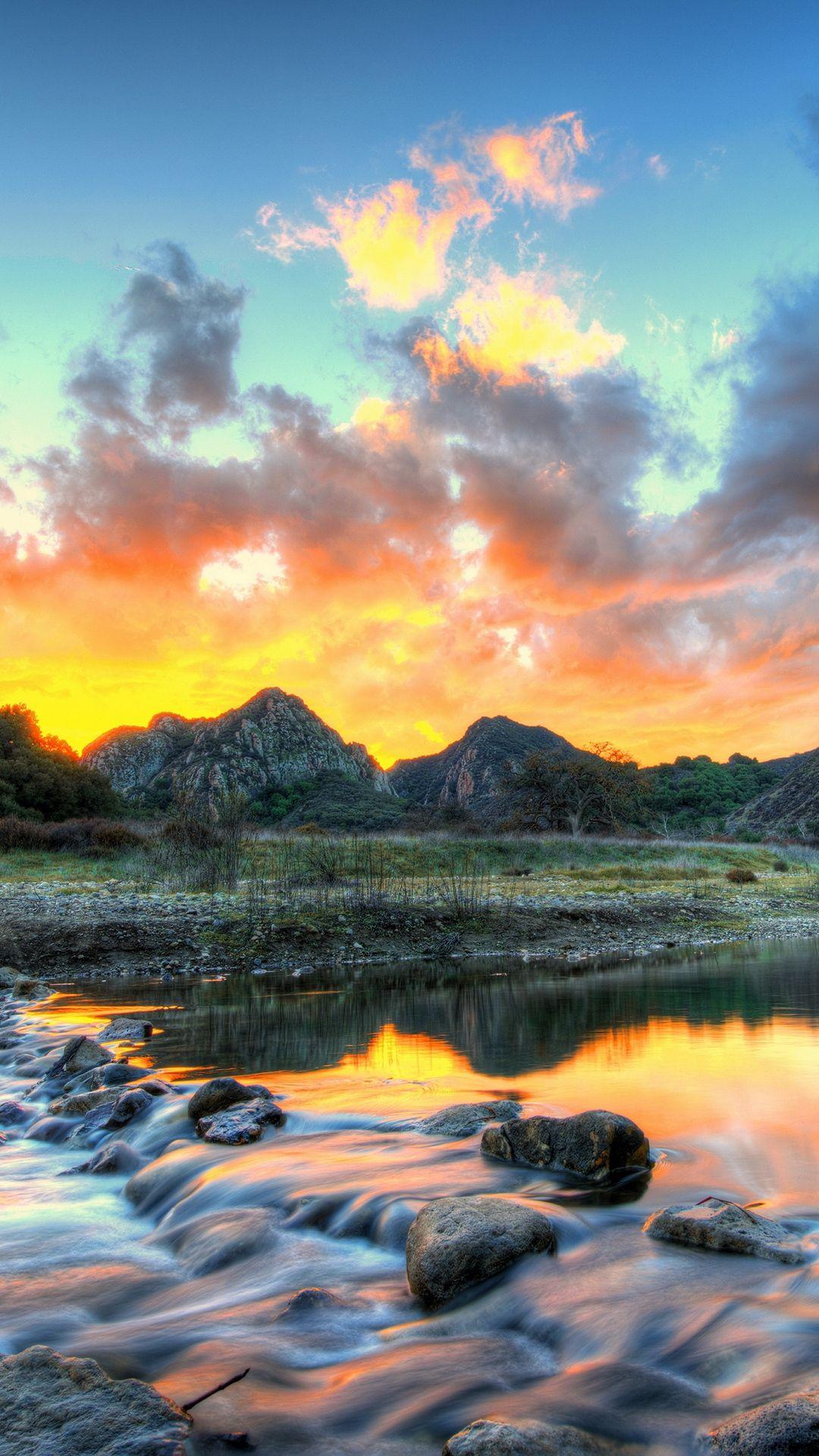 1080x1920 Download wallpaper 1080x1920 landscape, usa, river, sky