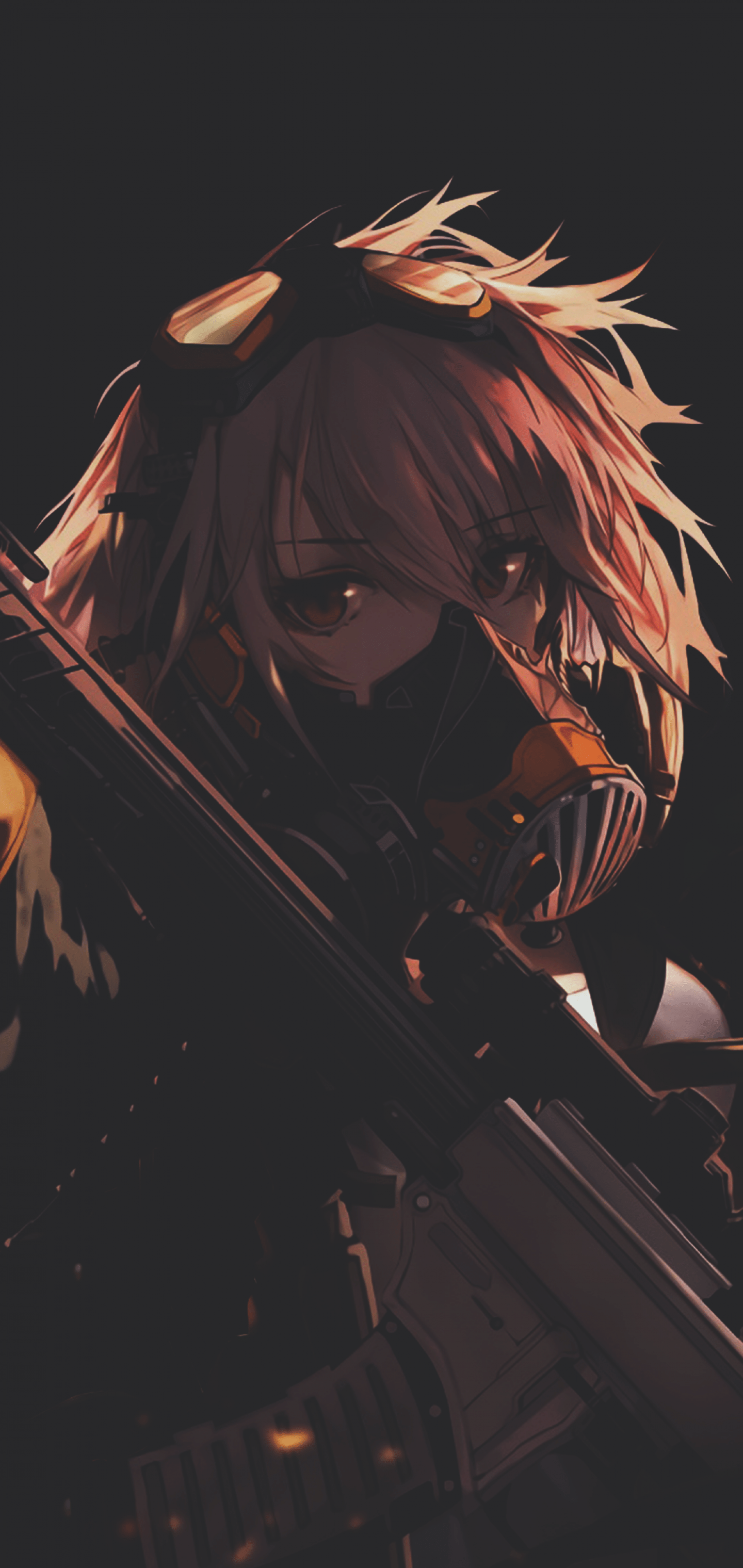 1440x3040 Download 1440x3040 Anime Girl, Dark, Gas Mask, Short Hair