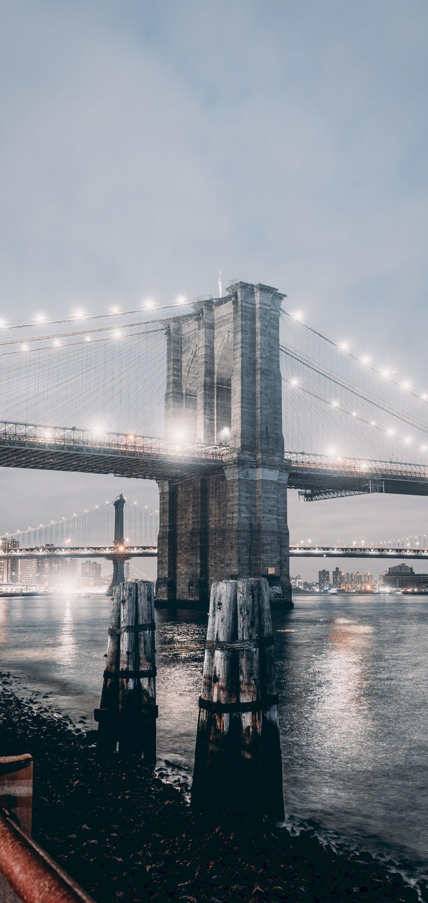 1440x3040 Download 1440x3040 Manhattan Bridge, Lights, Architecture