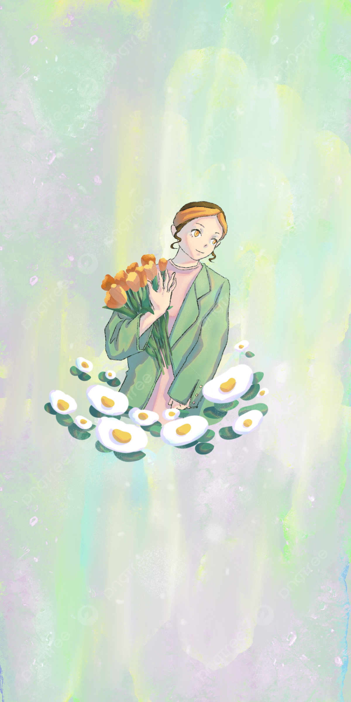 1200x2400 Fantasy Tulip Girl Mobile Wallpaper