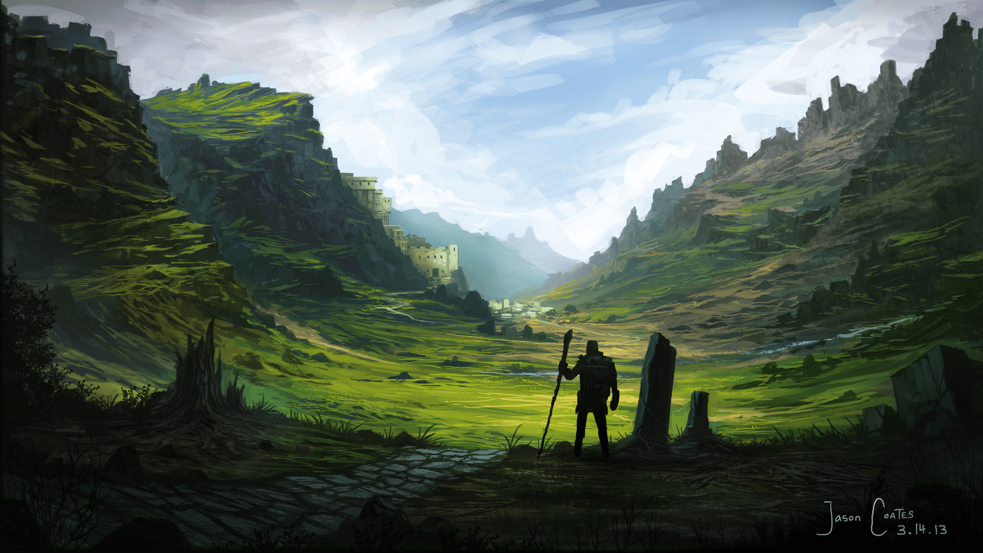 2000x1125 Fantasy landscape. Digital painting : r