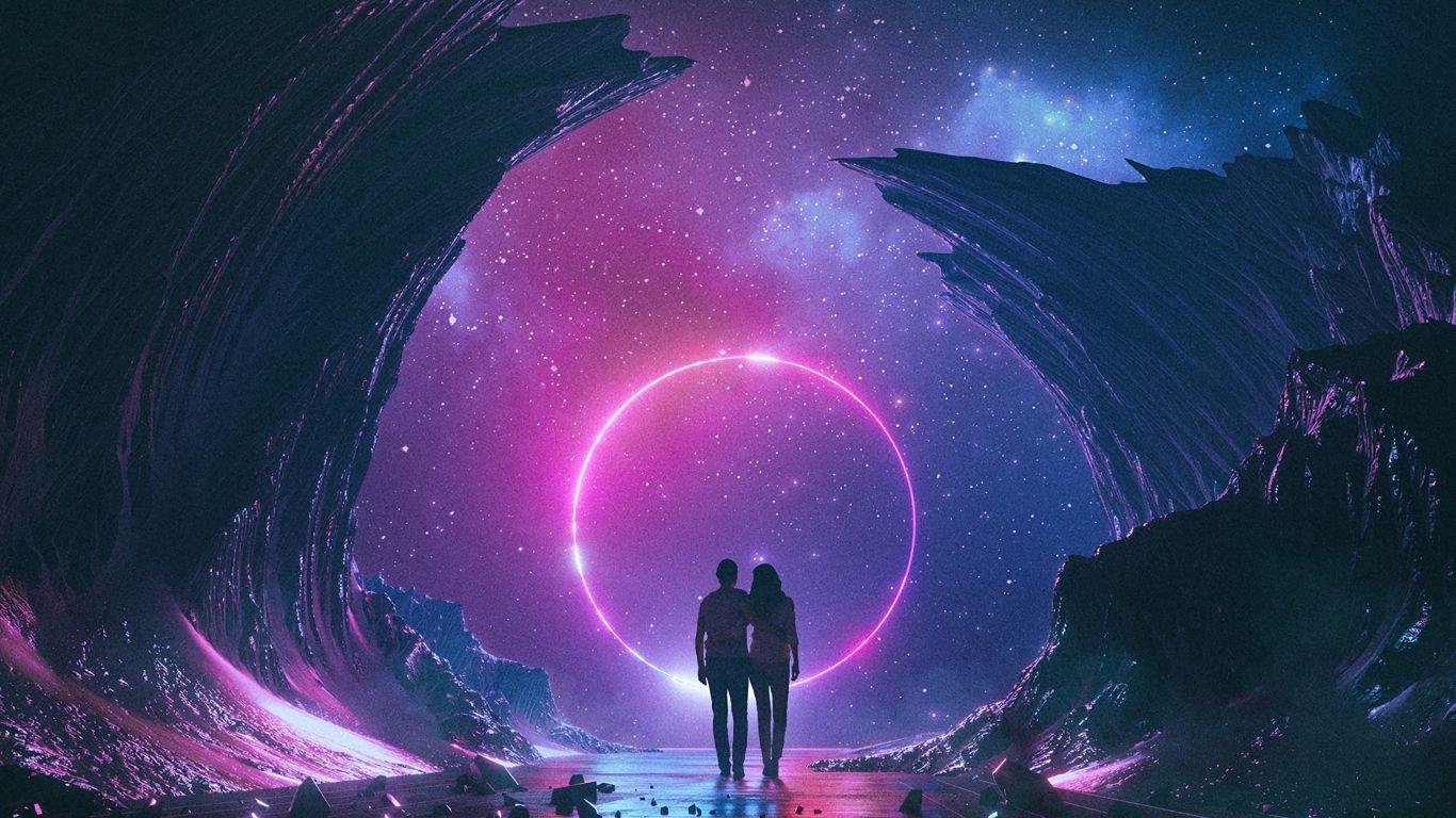 1366x768 Couple digital art fantasy wallpaper