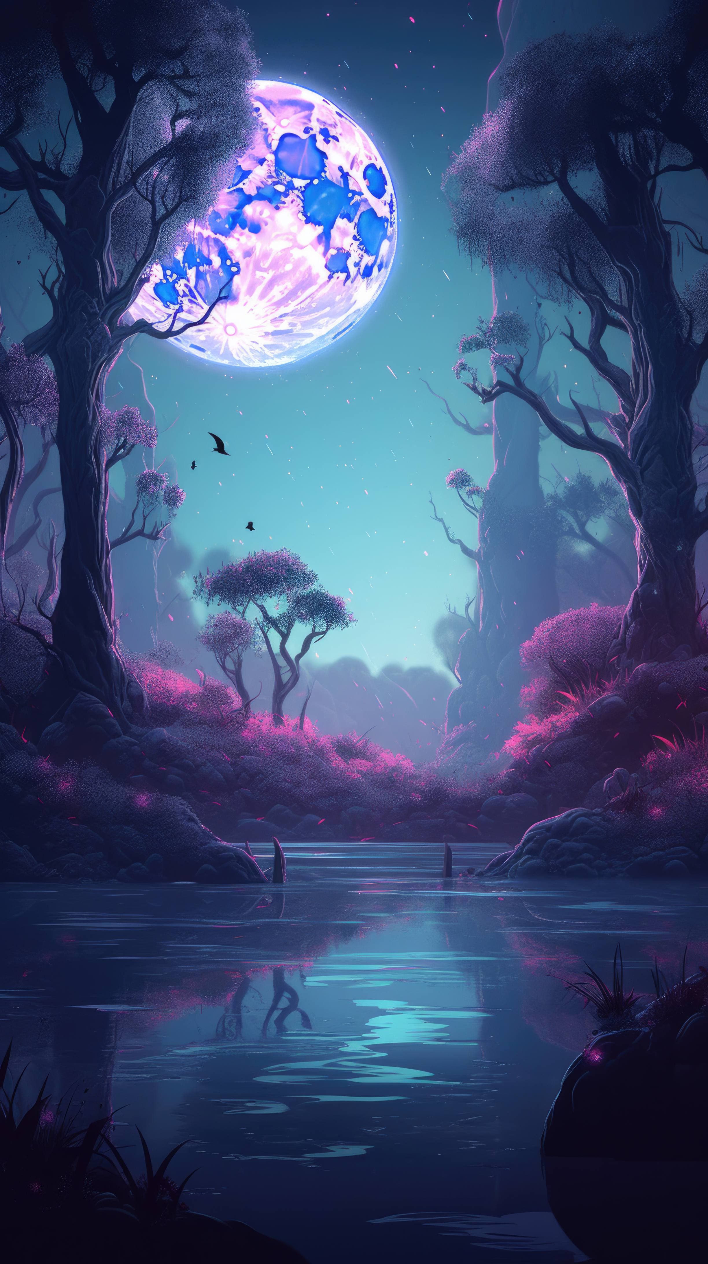 2448x4368 art wallpaper with a surreal forest