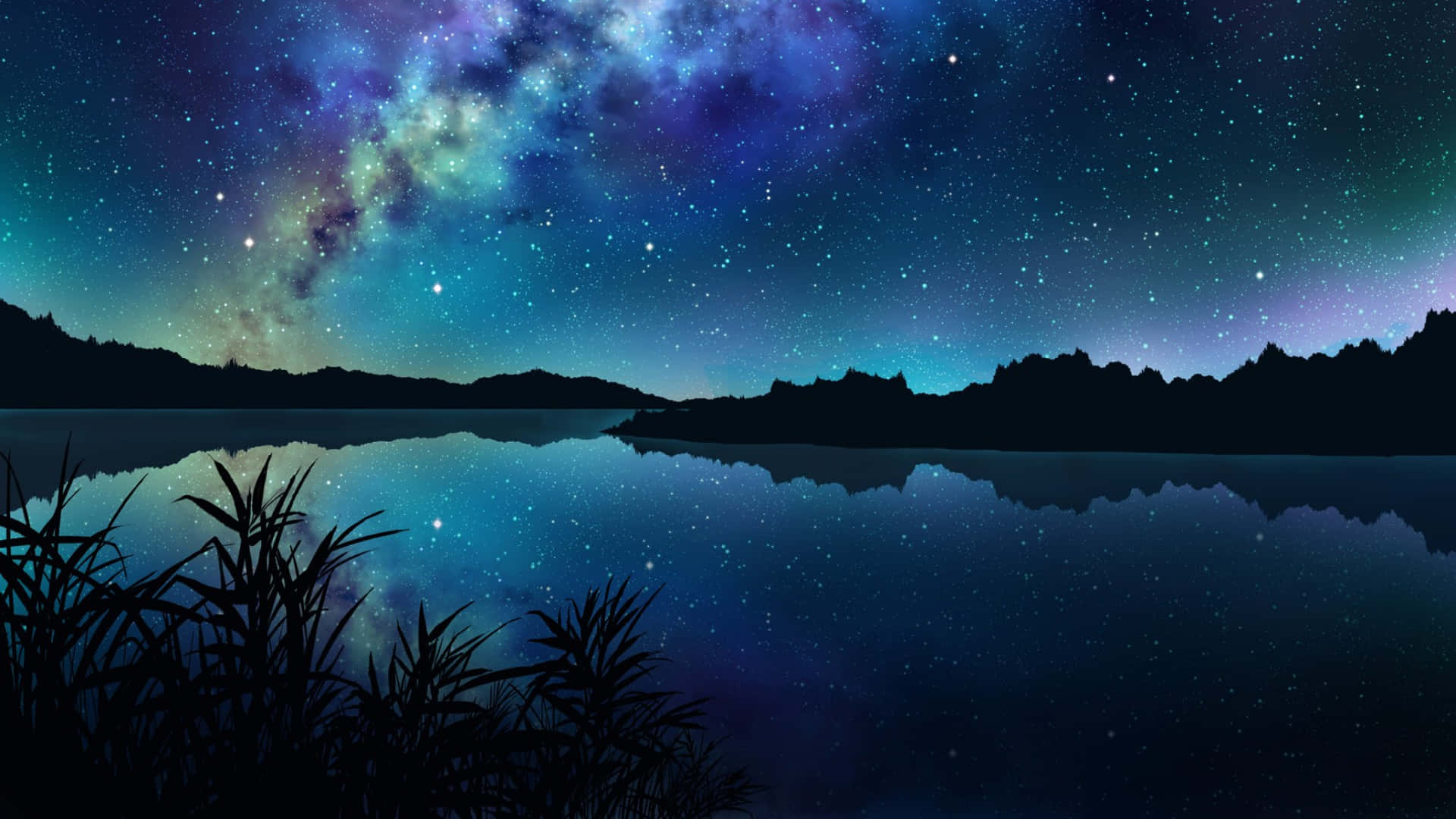1920x1080 Anime Aurora Night Scenery Wallpaper