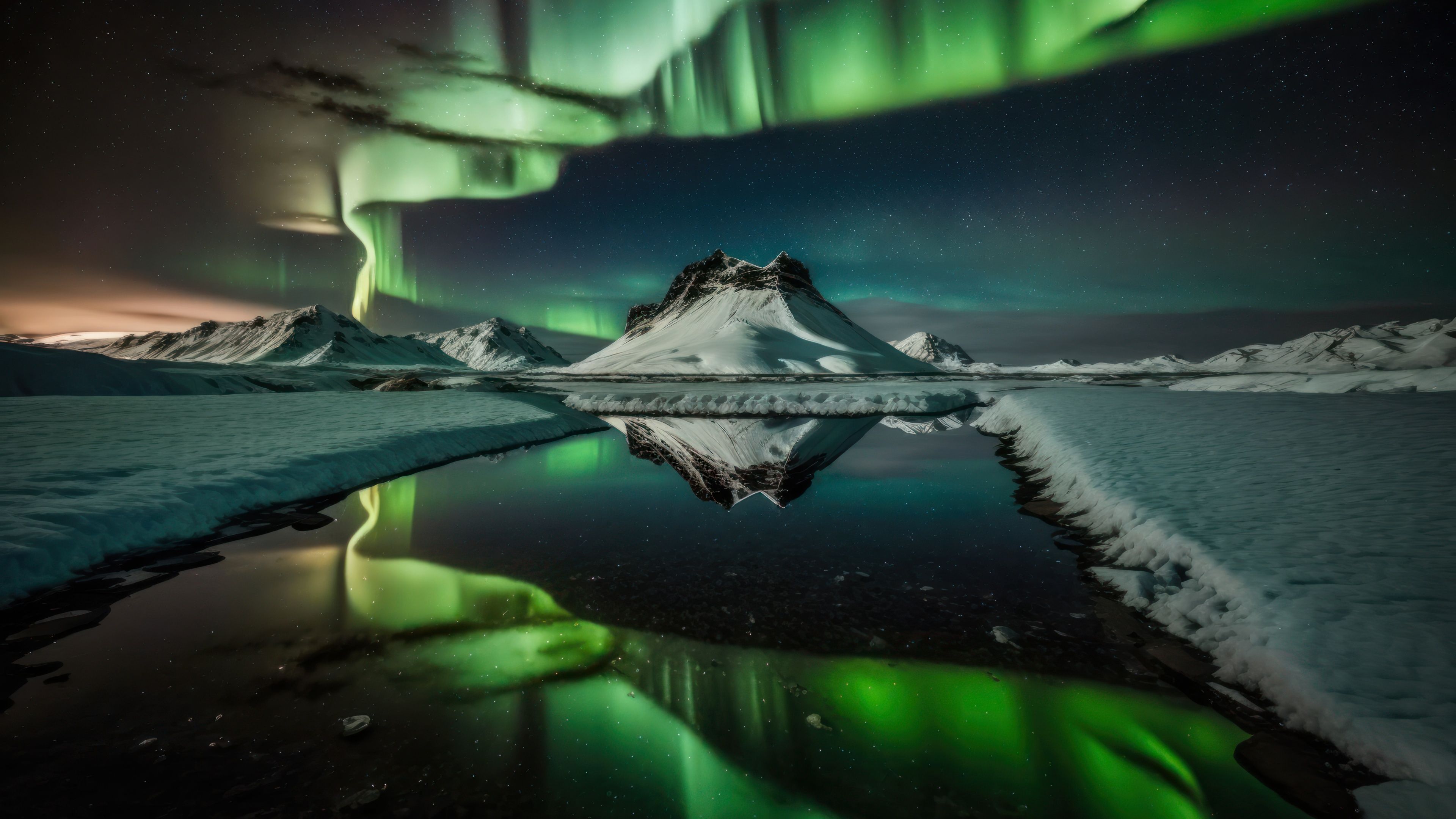 3840x2160 Aurora Borealis Wallpaper 4K, Winter