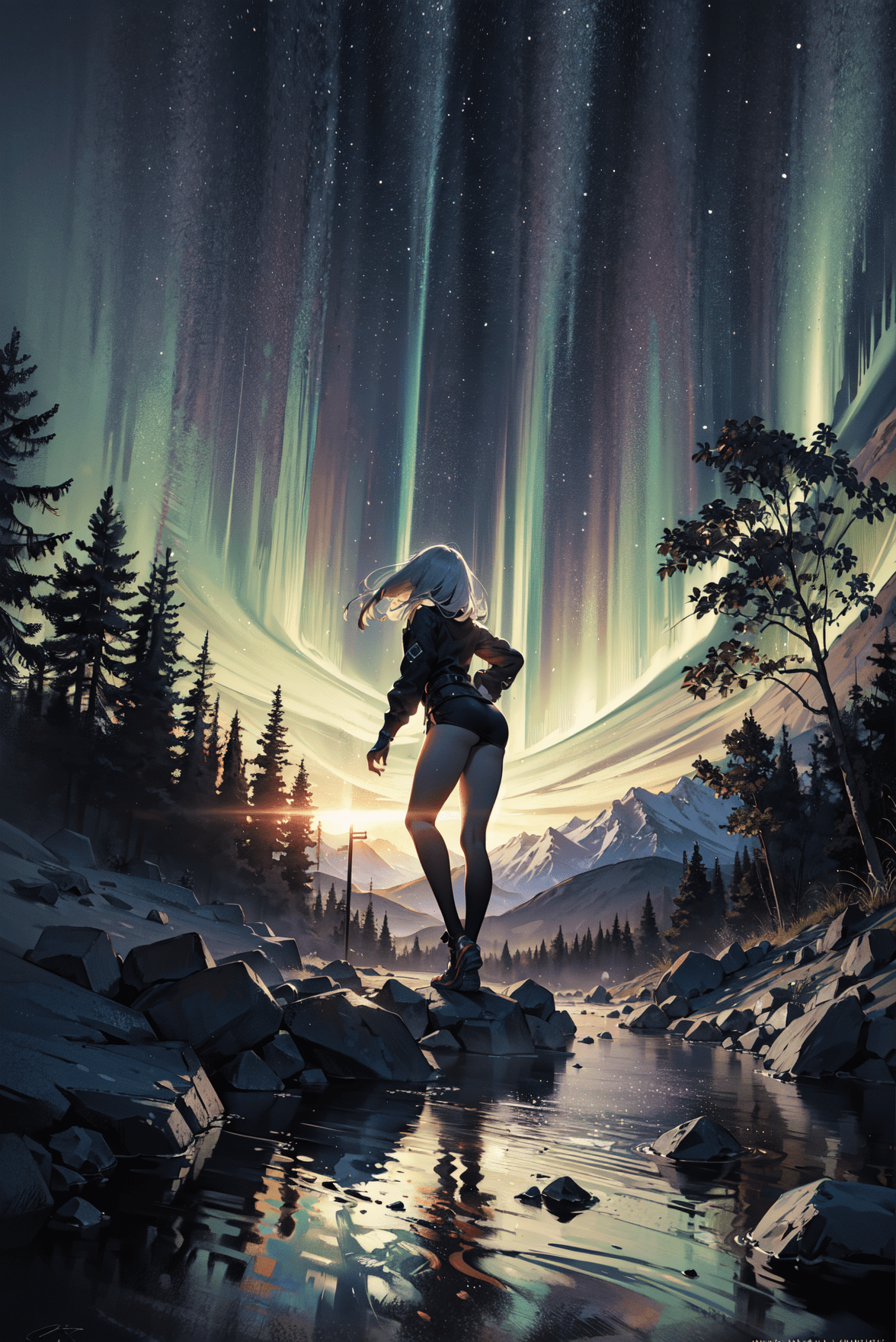 1176x1760 AI Art: Aurora view