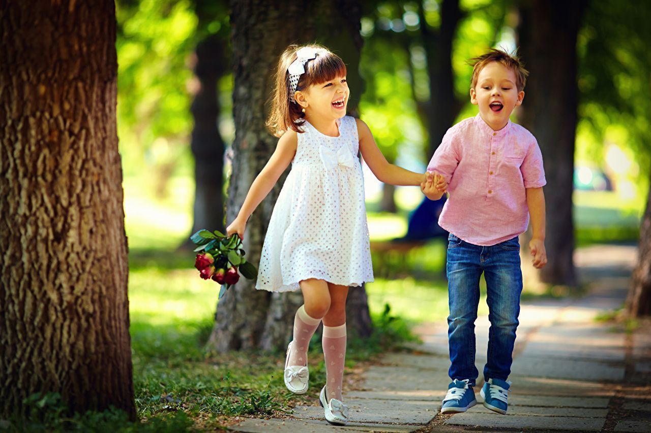 1280x853 Wallpaper Little girls Boys Joy Smile
