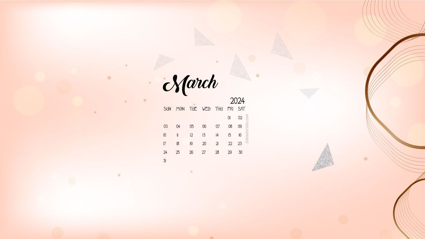 1366x768 March 2024 Desktop Wallpaper Calendar