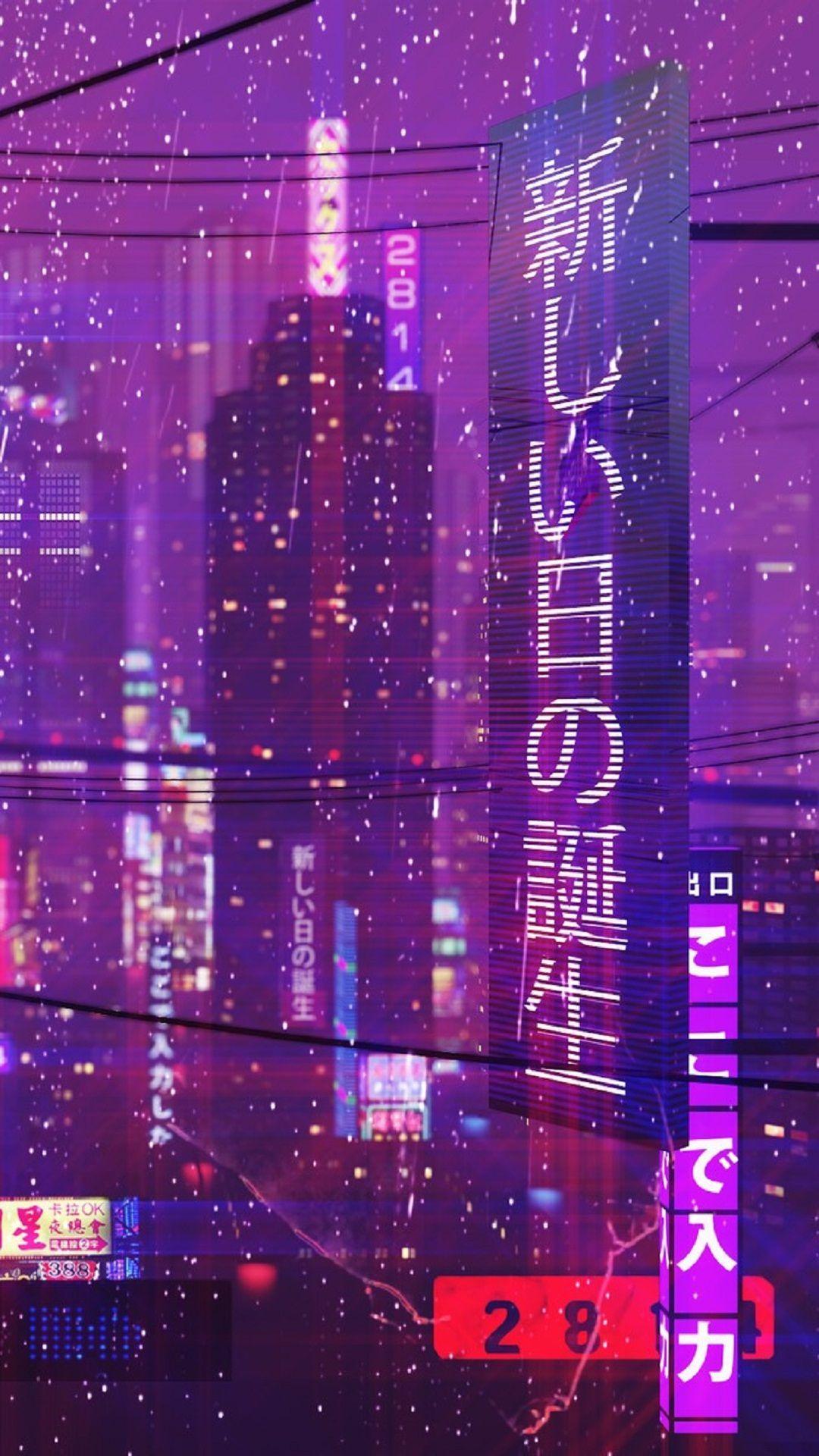 Download Greenish City Cyberpunk iPhone X Wallpaper