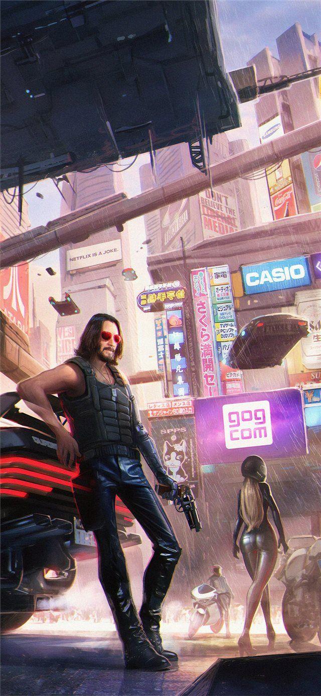 640x1385 keanu reeves in cyberpunk 2077 4k iPhone X Wallpaper Free Download