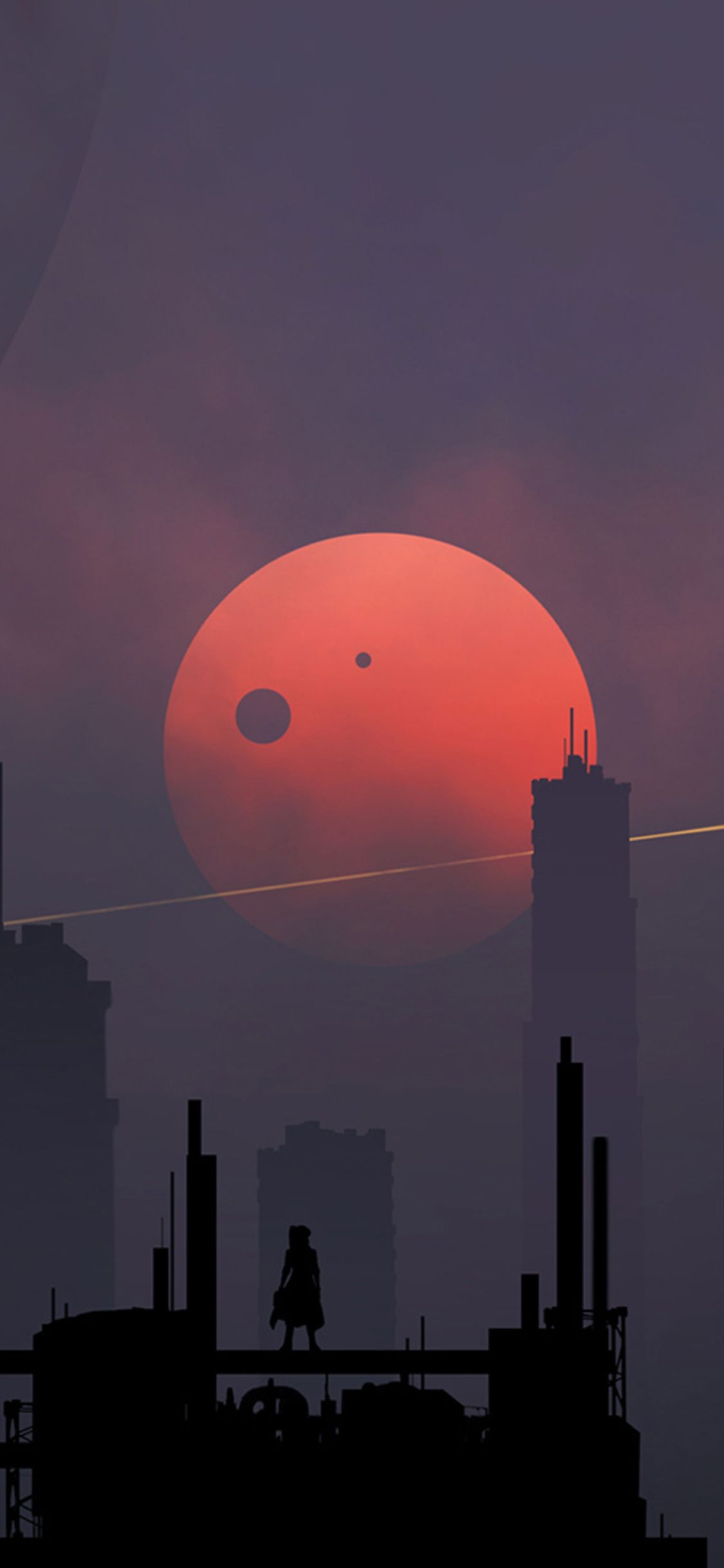 1125x2436 Scifi City Minimalism iPhone
