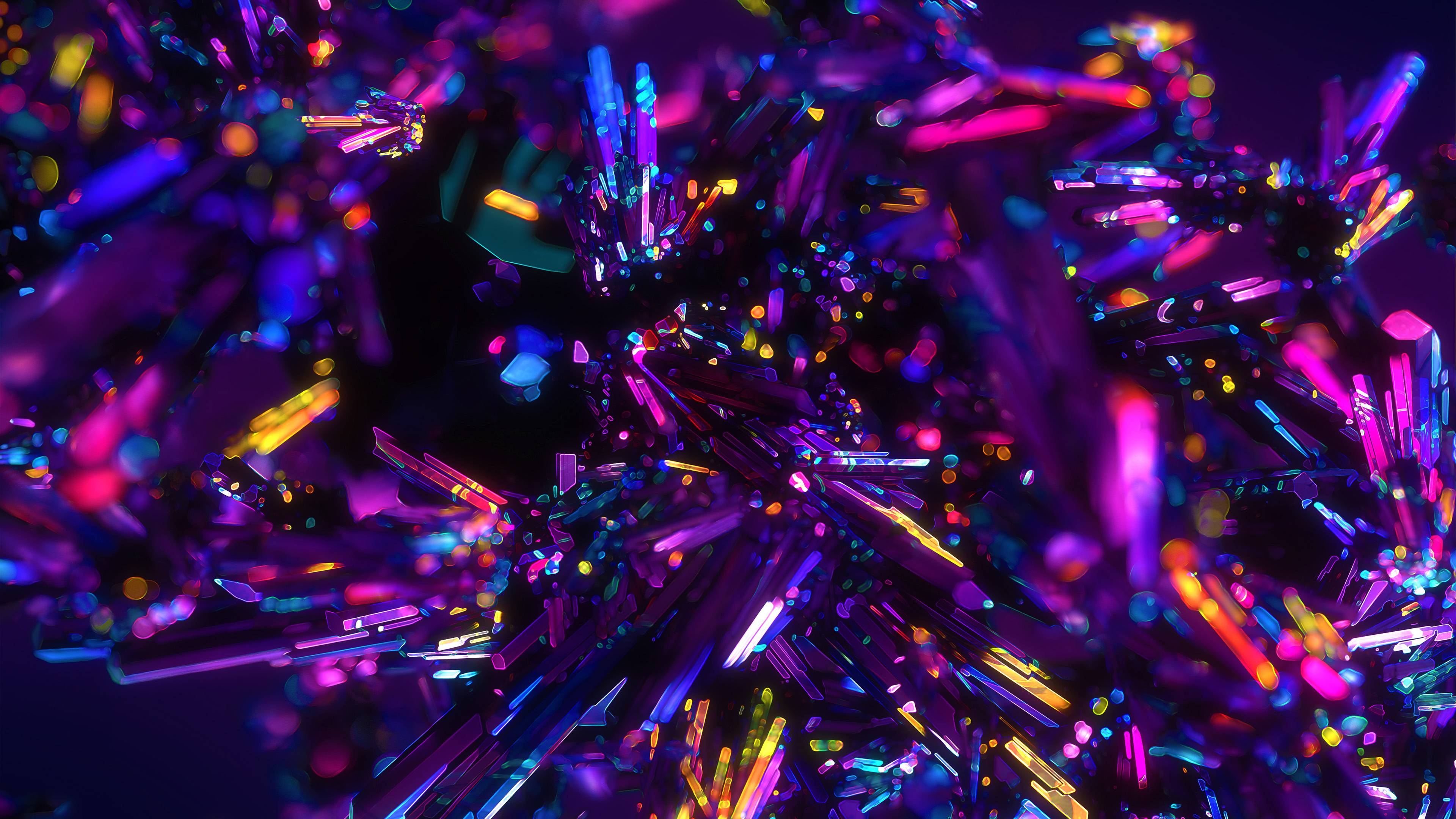 3840x2160 Colorful Crystals Abstract 4K Wallpaper