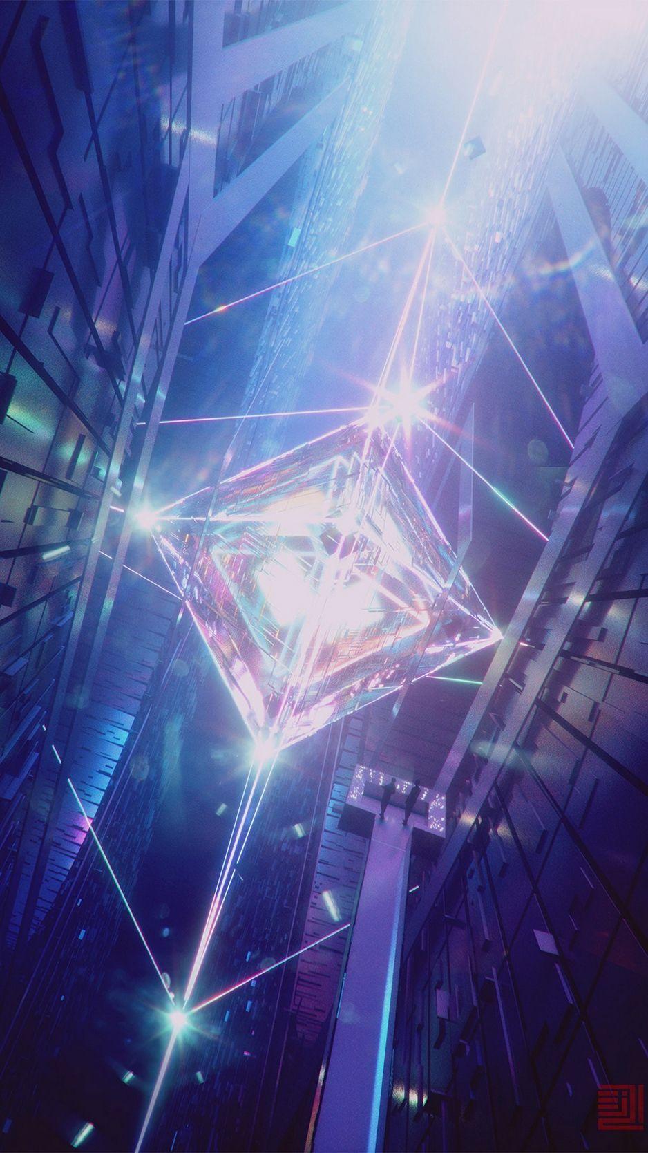 938x1668 Download wallpaper 938x1668 crystal, glow, glare, rays