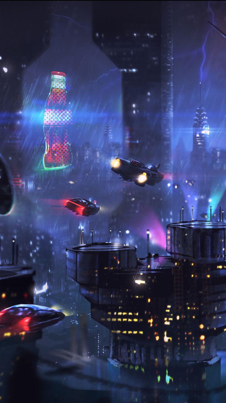 750x1334 Download 750x1334 wallpaper cyberpunk, dark, cityscape