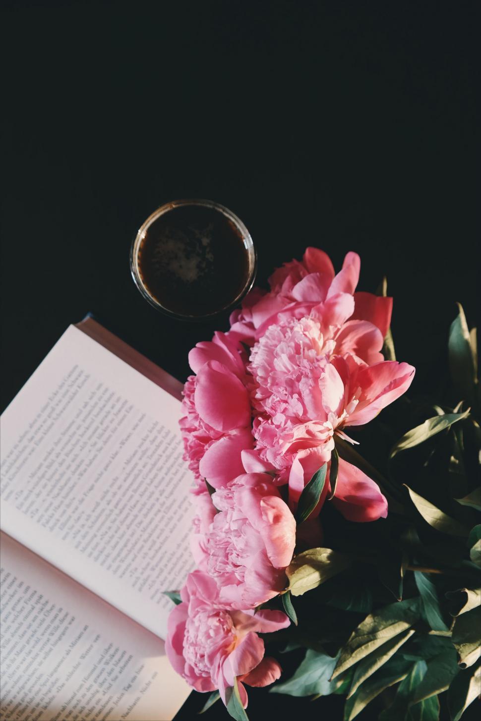 970x1455 Book and Flowers With Black Coffee
