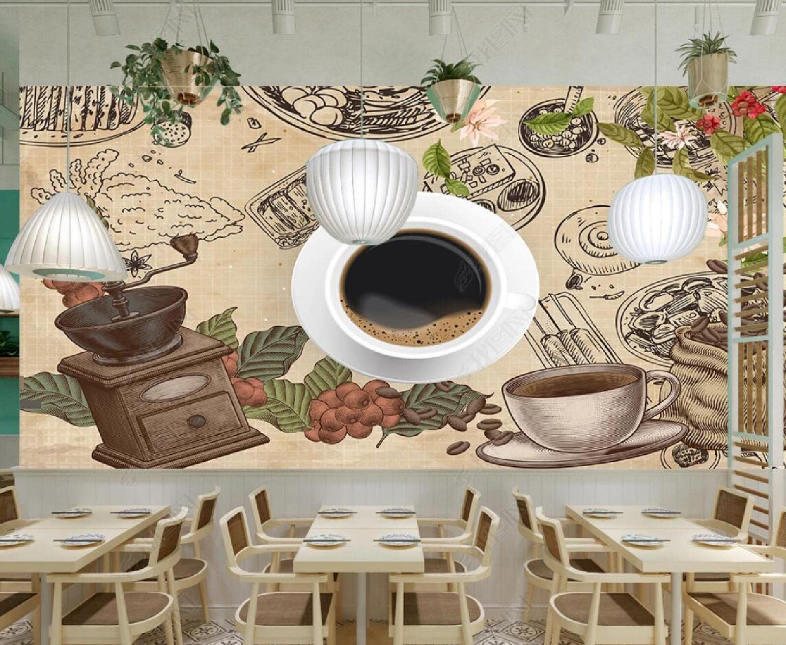 1600x1313 3D Wallpaper Coffee Bean Flower