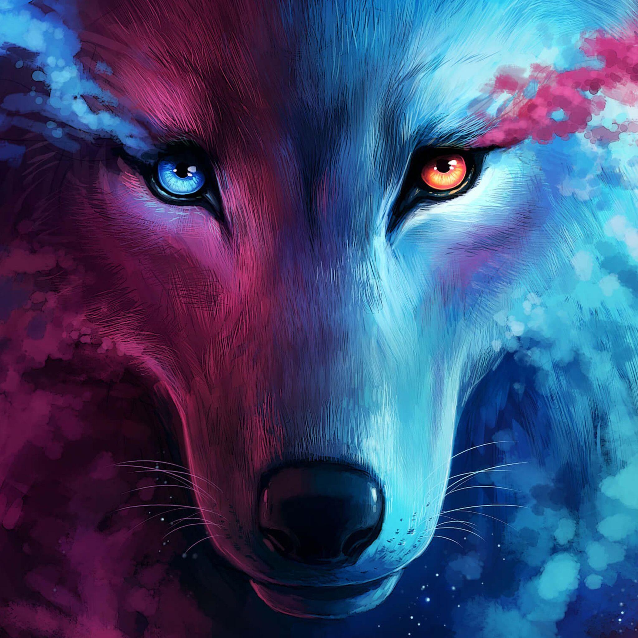 2048x2048 The Galaxy Wolf iPad Air HD 4k Wallpaper, Image