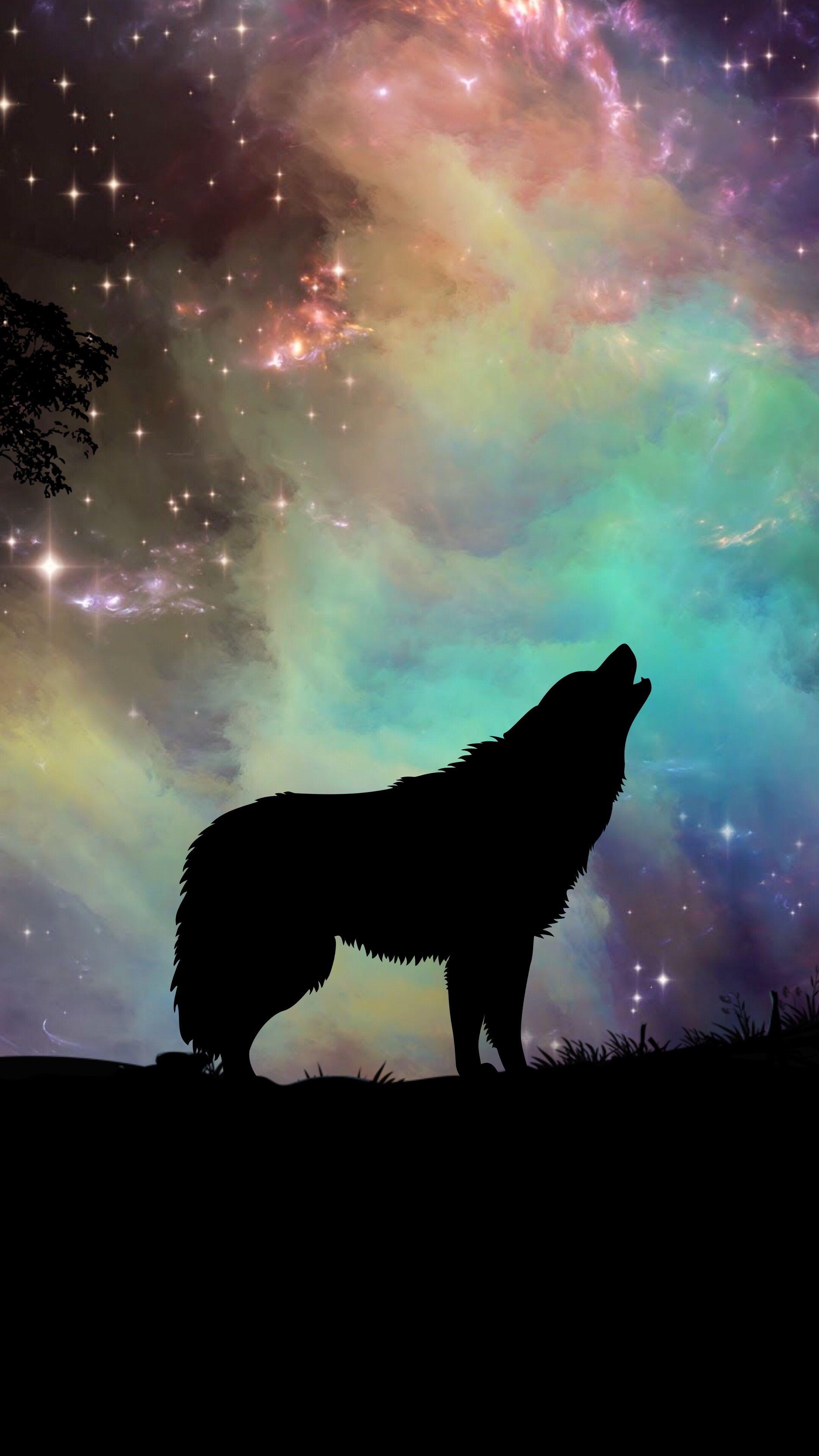 2160x3840 Download wallpaper 2160x3840 wolf, starry sky, silhouette