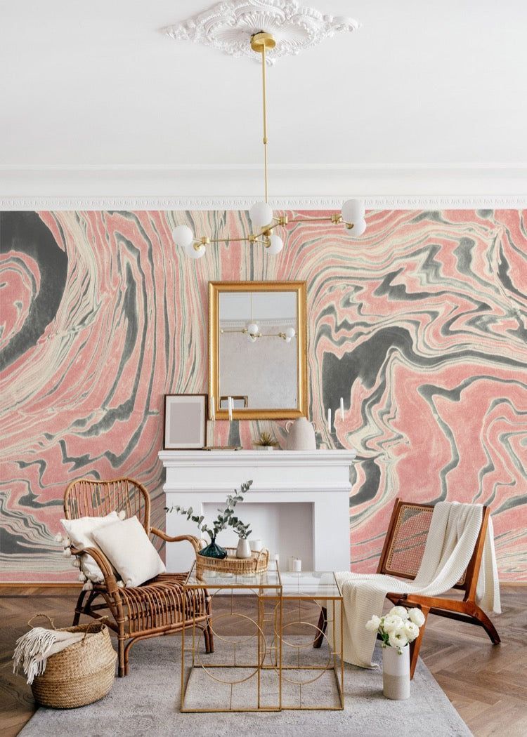 Marble Mural Wallpaper | Luxurious Black With White Veins main image 0