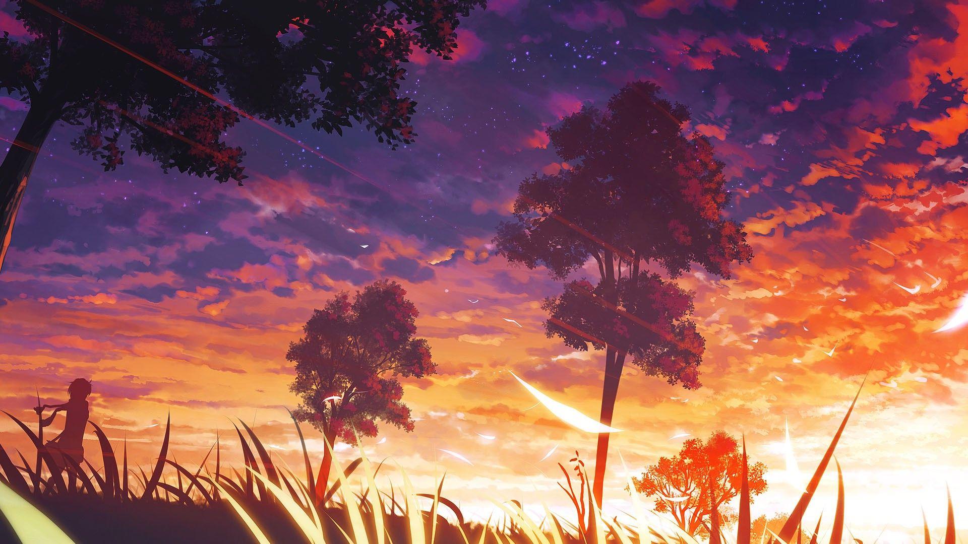 1920x1080 Trees, Anime, Manga, Forest Wallpaper HD / Desktop