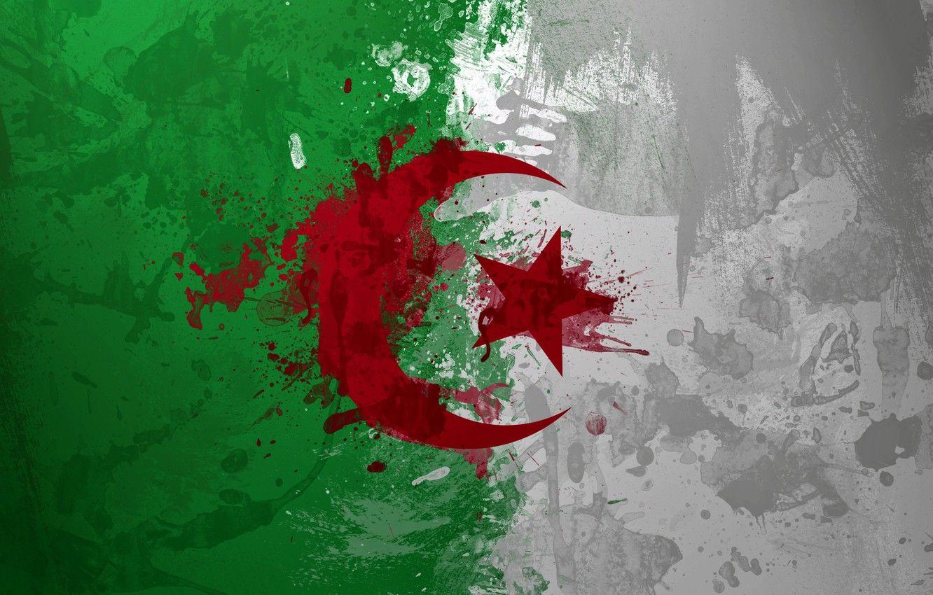 1332x850 Wallpaper paint, flag, Algeria, Algeria image for desktop